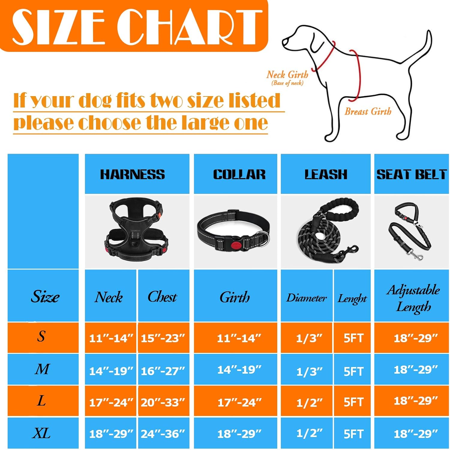 Detalle de LOBEVE XHY-Harnesses-Black-L Dog Harness Set with Leash and Travel Accessories