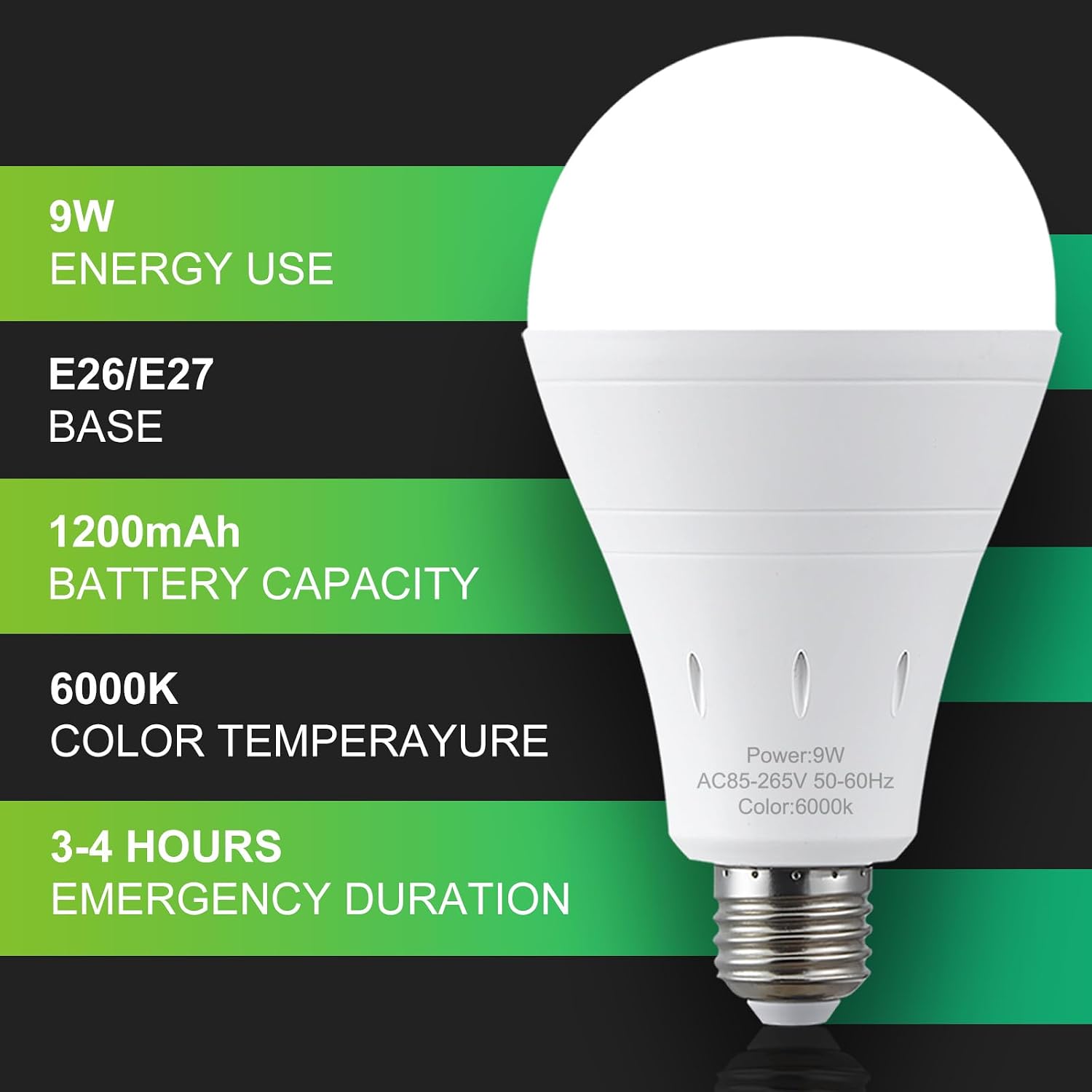 Thumbnail 5 de DEBAOBULB Rechargeable Emergency LED Bulbs, 6-Pack, 6000K, E26, 9W