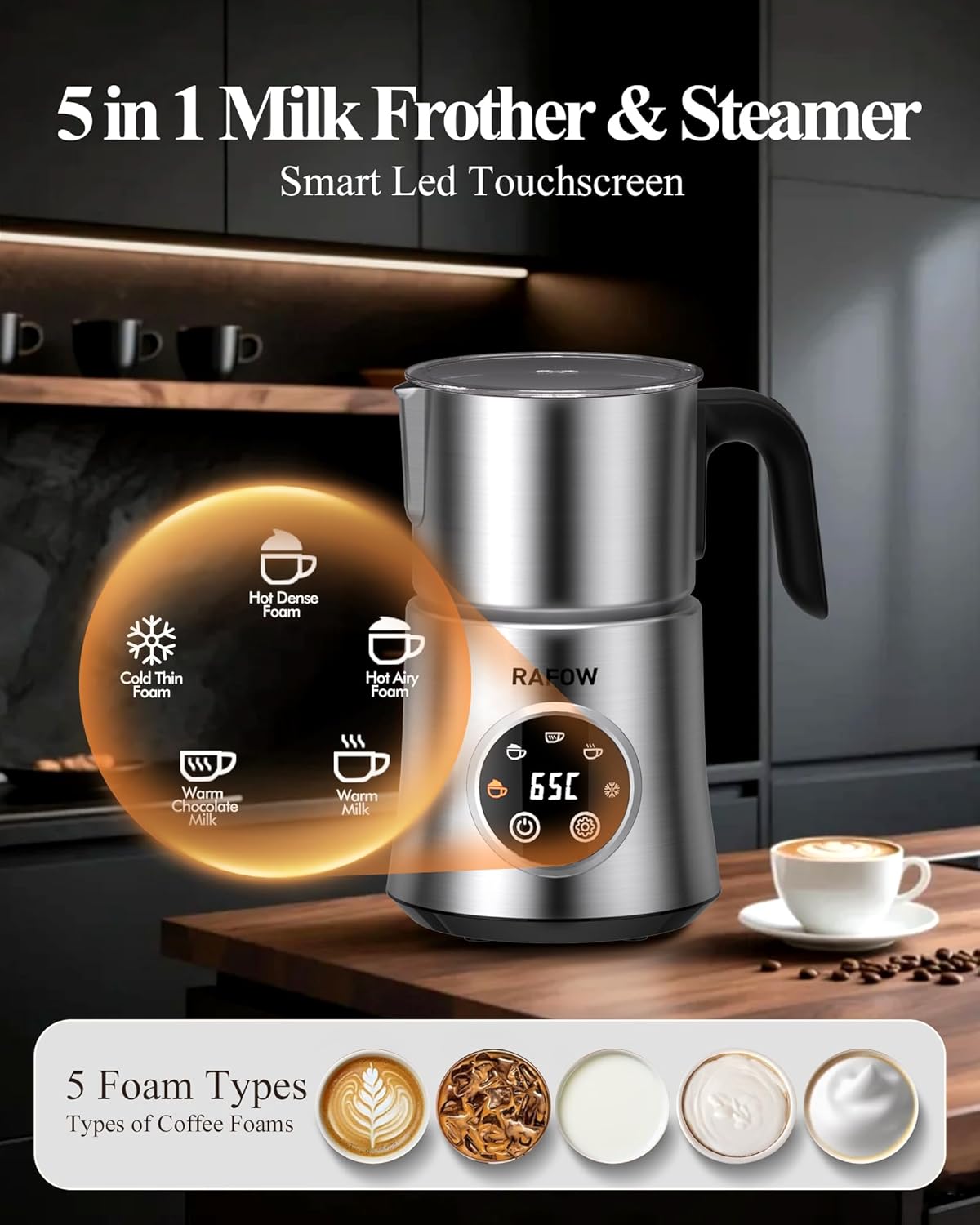 Thumbnail 1 de Milk Frother Electric 5 in 1 – Automatic Milk Frothers with 500ml Capacity