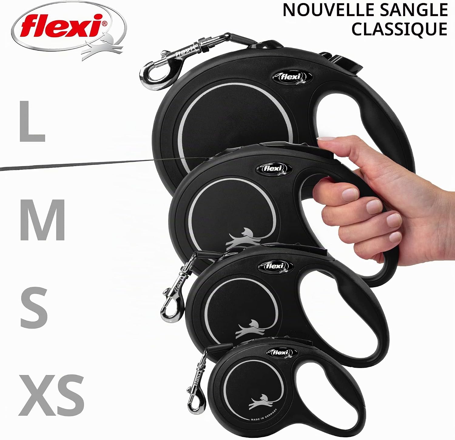 Thumbnail 6 de flexi® Classic XS Laisse rétractable 3 m pour petits chiens - noir, format de poche