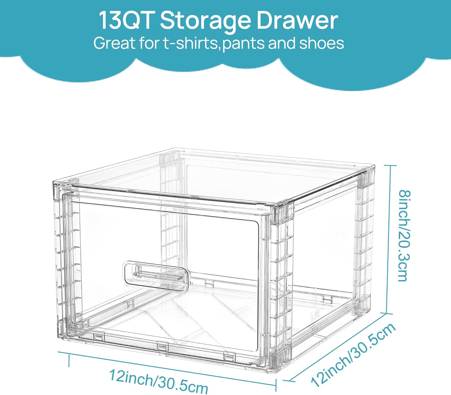 Detalle de Vtopmart 4 Pack Large Stackable Storage Drawers: Clear Acrylic Organisers