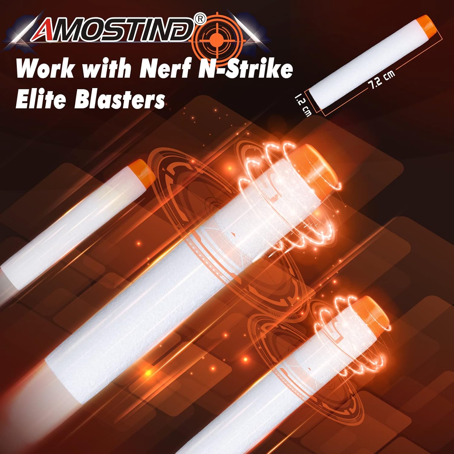 Detalle de AMOSTING 100 Stück weiße Pfeile kompatibel mit Nerf Elite 2.0 – Leuchten im Dunkeln