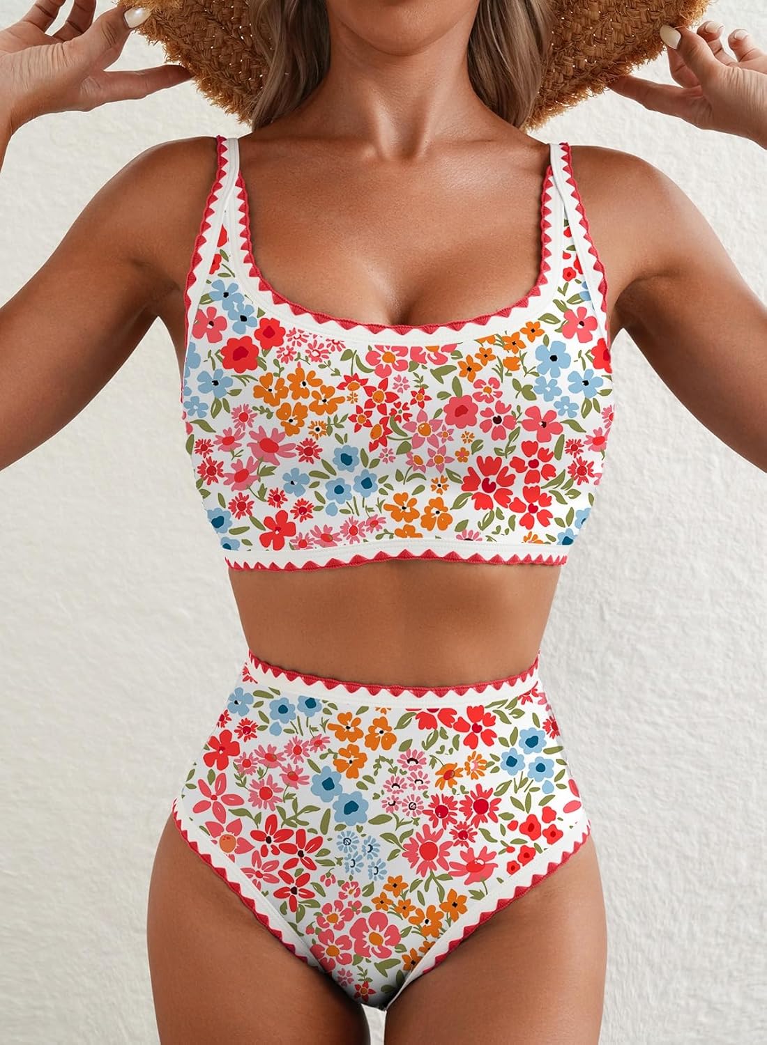 Thumbnail 2 de Herseas Women’s Floral Print Whip Stitch High-Waisted 2-Piece Bikini Set