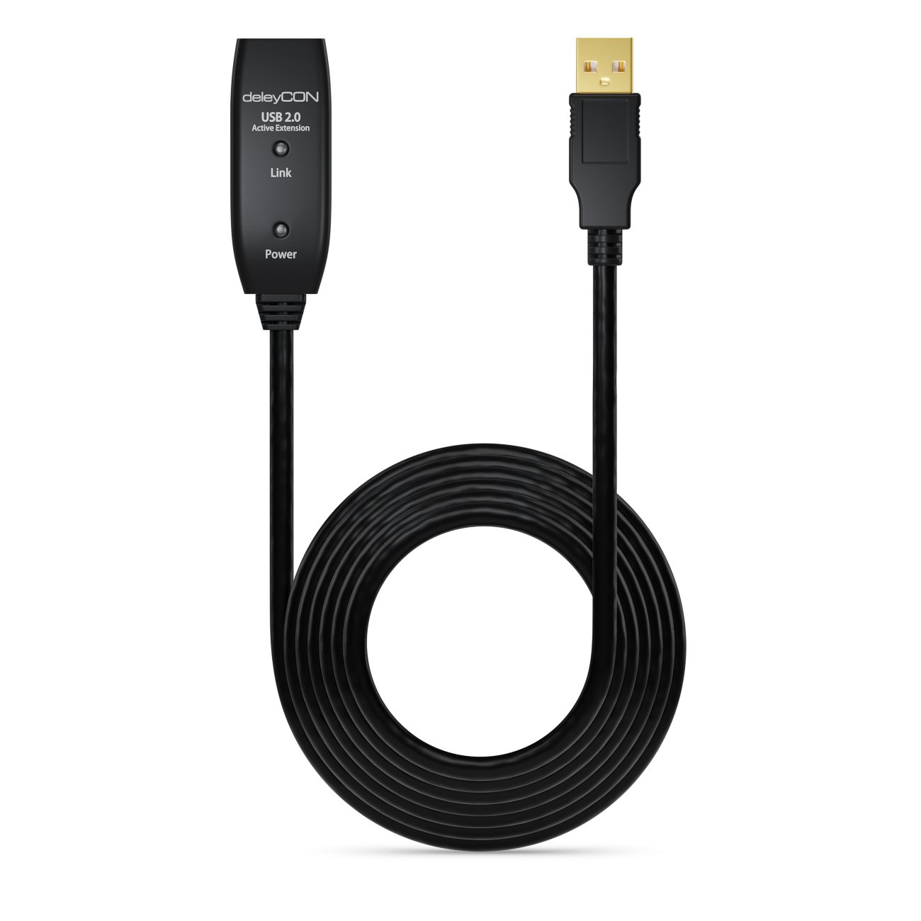 Detalle 2 de deleyCON 5m USB 2.0 Verlängerungkabel Repeater-Kabel Aktiv mit Signalverstärker – USB-A auf USB-A, Schwarz