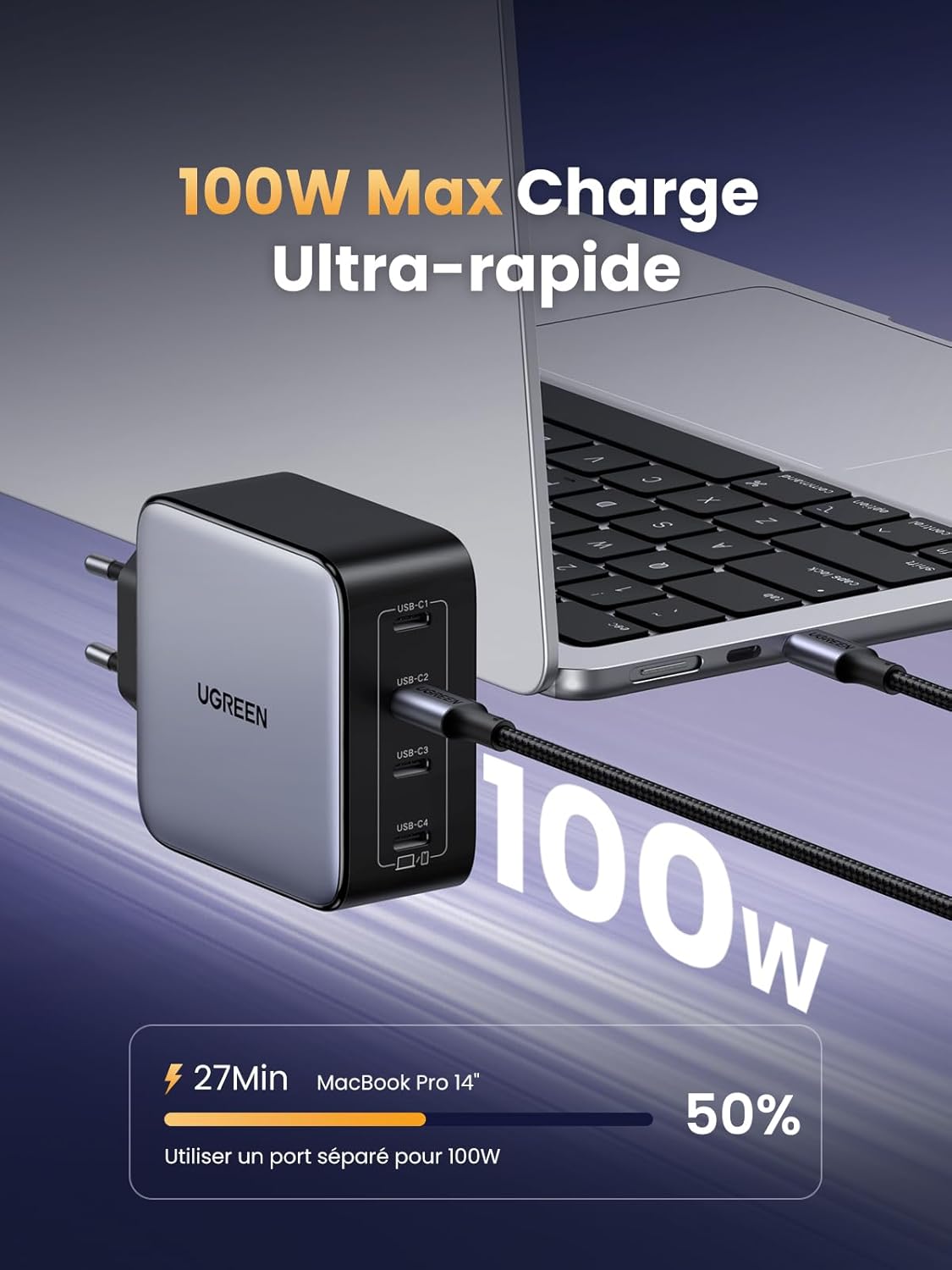 Thumbnail 1 de UGREEN Nexode 100W chargeur USB-C rapide
