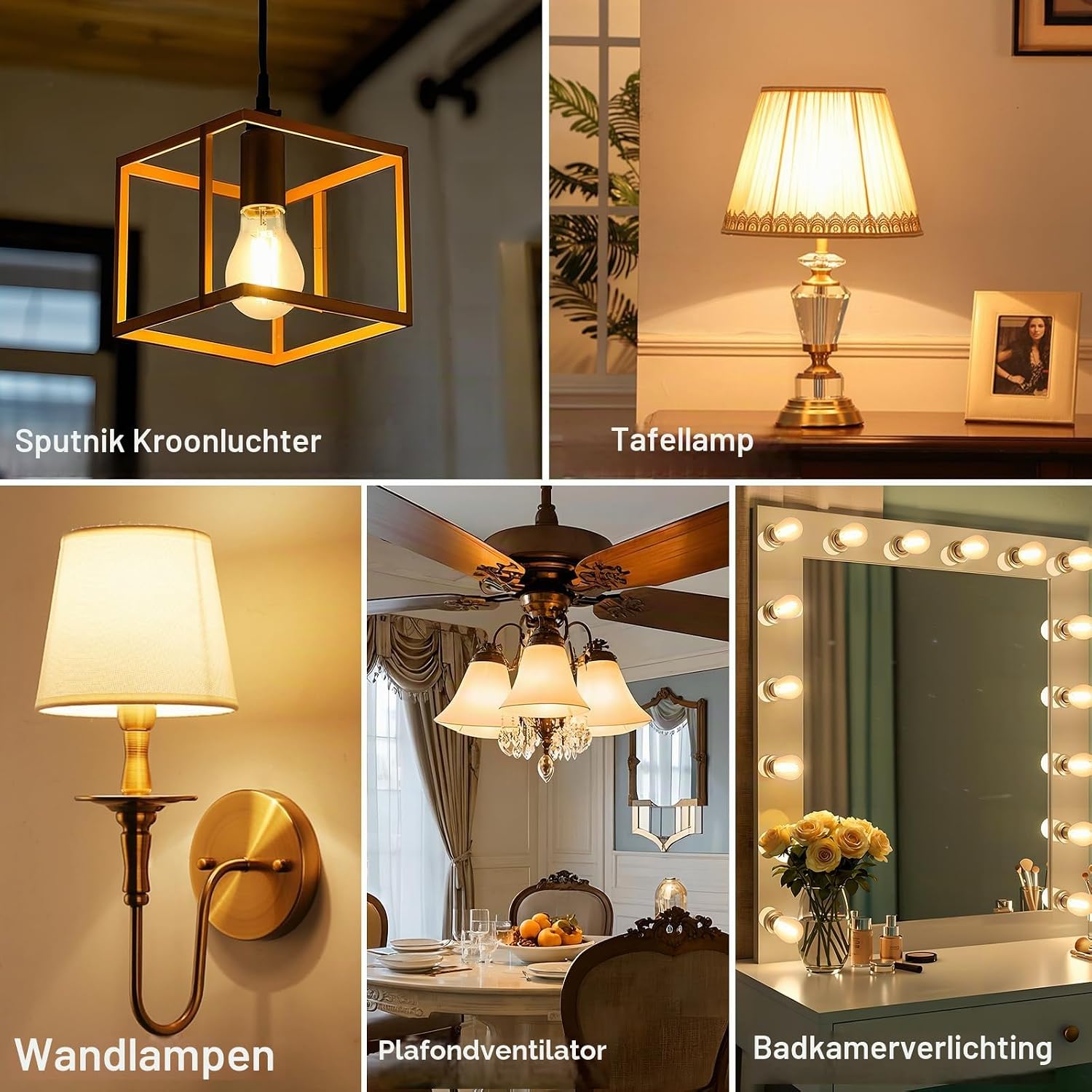 Detalle 2 de LangPlus+ LM-FM-G45 E14 LED-filamentlampen, dimbaar, G45, 4 W, 4-pack