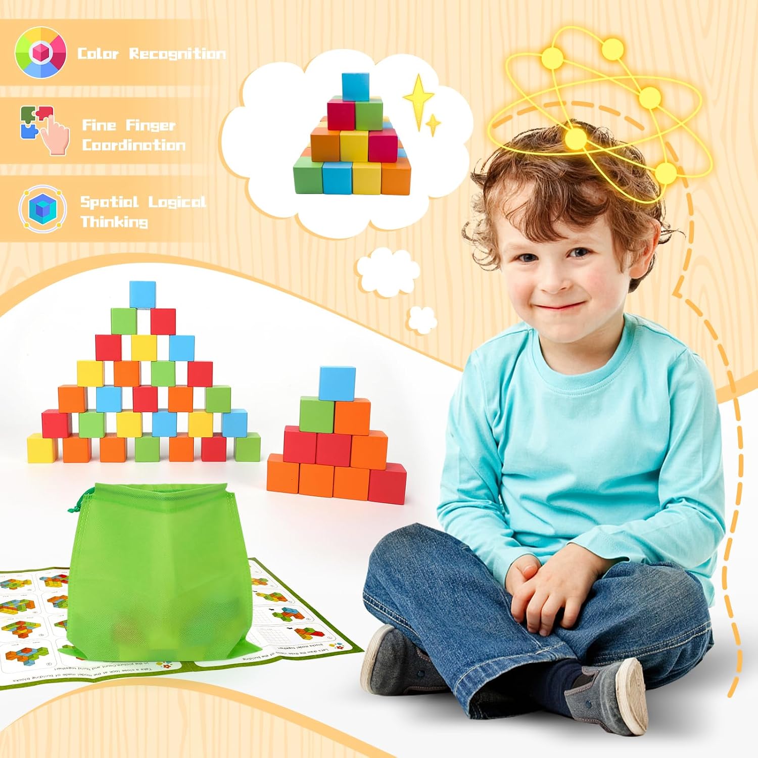Detalle 2 de Montessori Wooden Number Building Blocks 30PCS