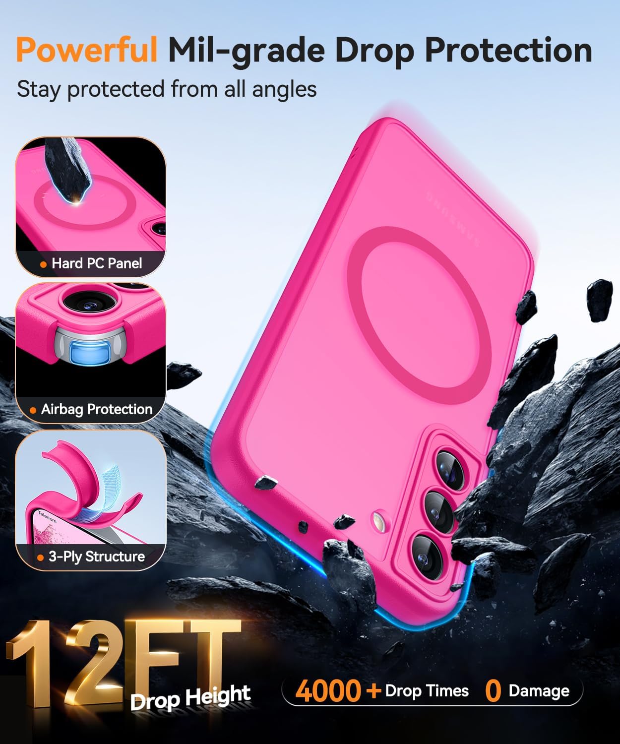 Thumbnail 5 de CANSHN cover magnetica per Samsung Galaxy S22 da 6,1" con protezione fotocamera completa rosa calda