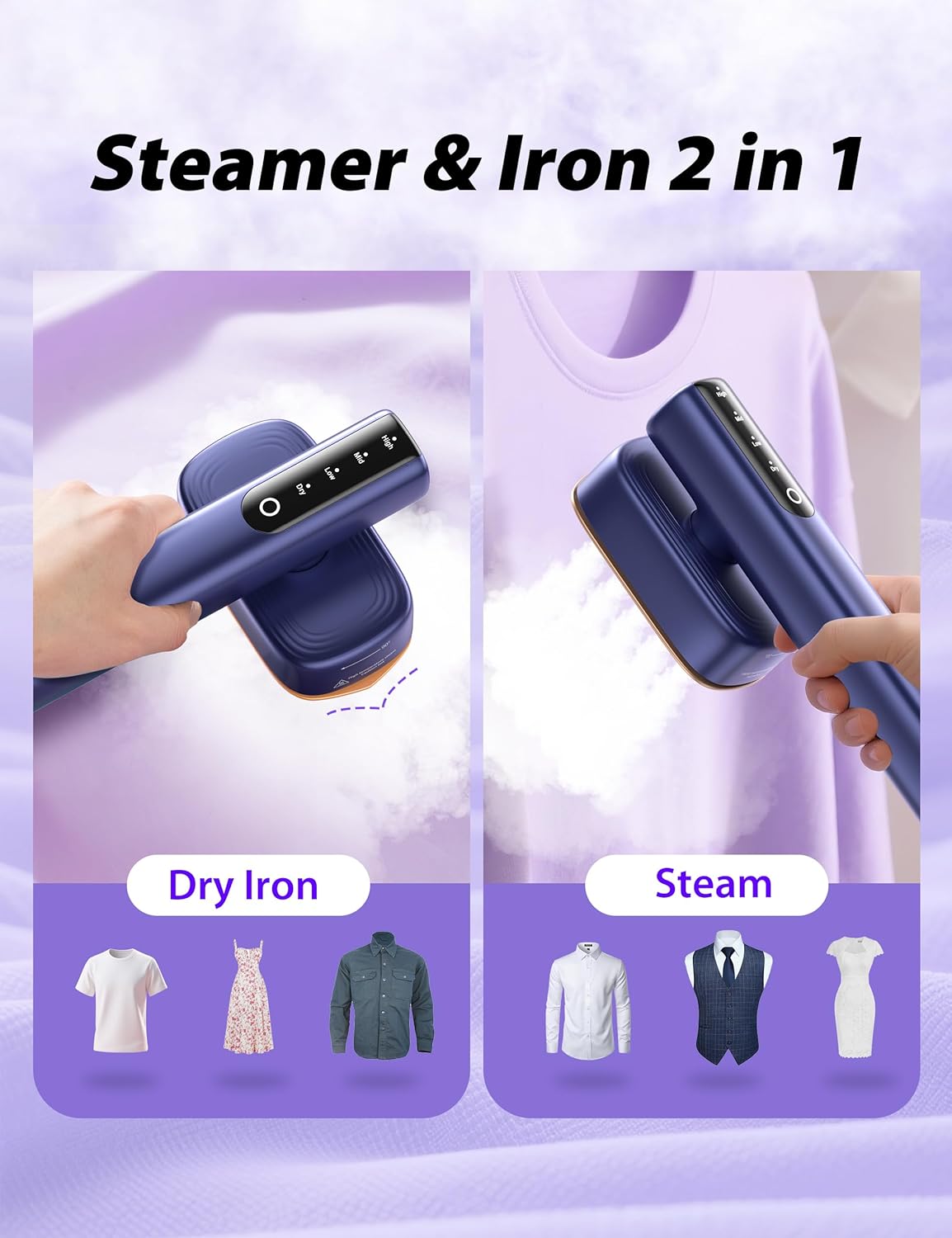Detalle de Sundu LDYD-1005(WA) 2-in-1 Garment Steamer, 180 mL, 15-Second Heat-Up