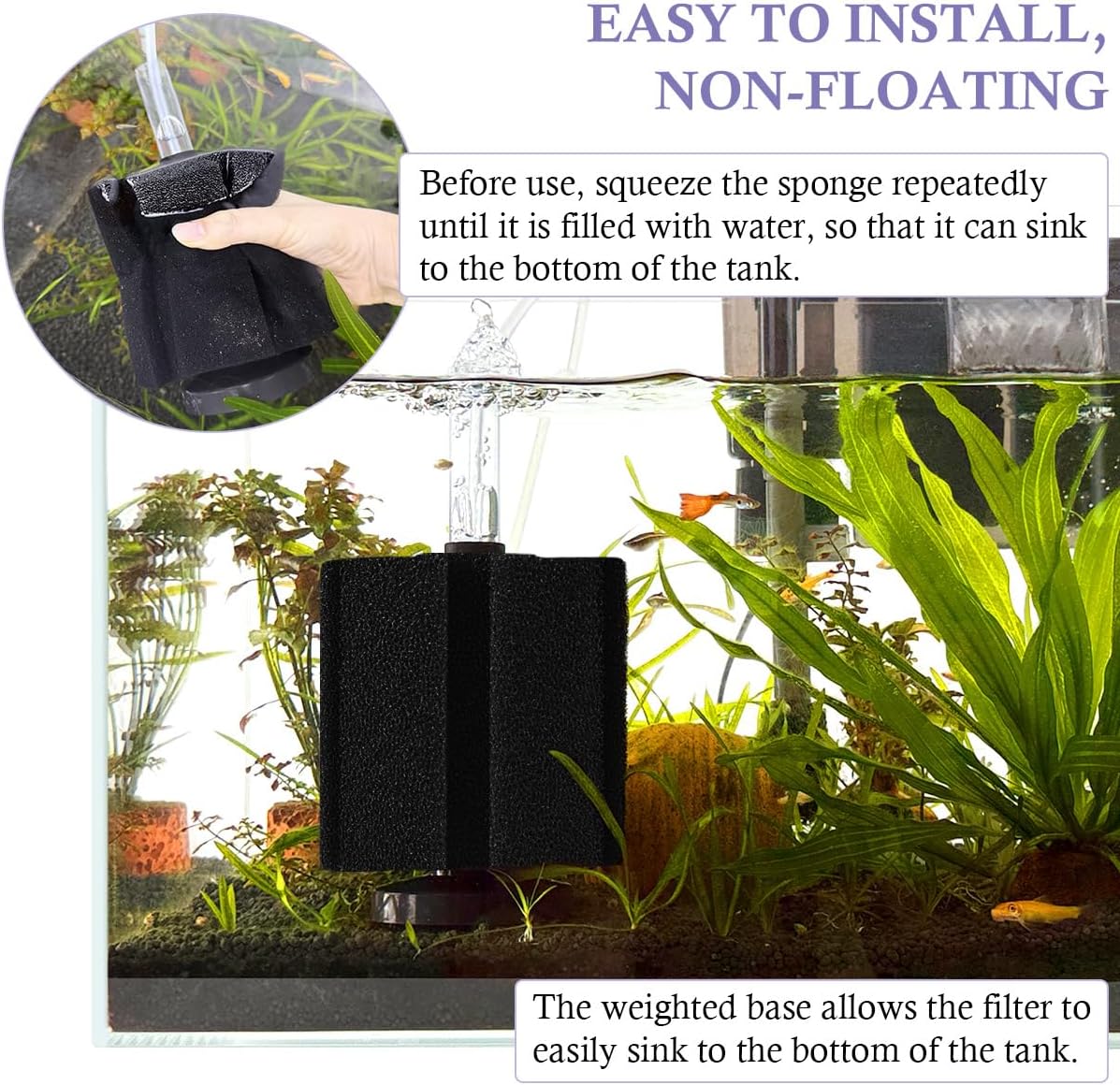 Thumbnail 3 de PYPABL Aquarium Sponge Filter: Ultra Quiet Submersible Aeration for Breeding Tanks up to 380L