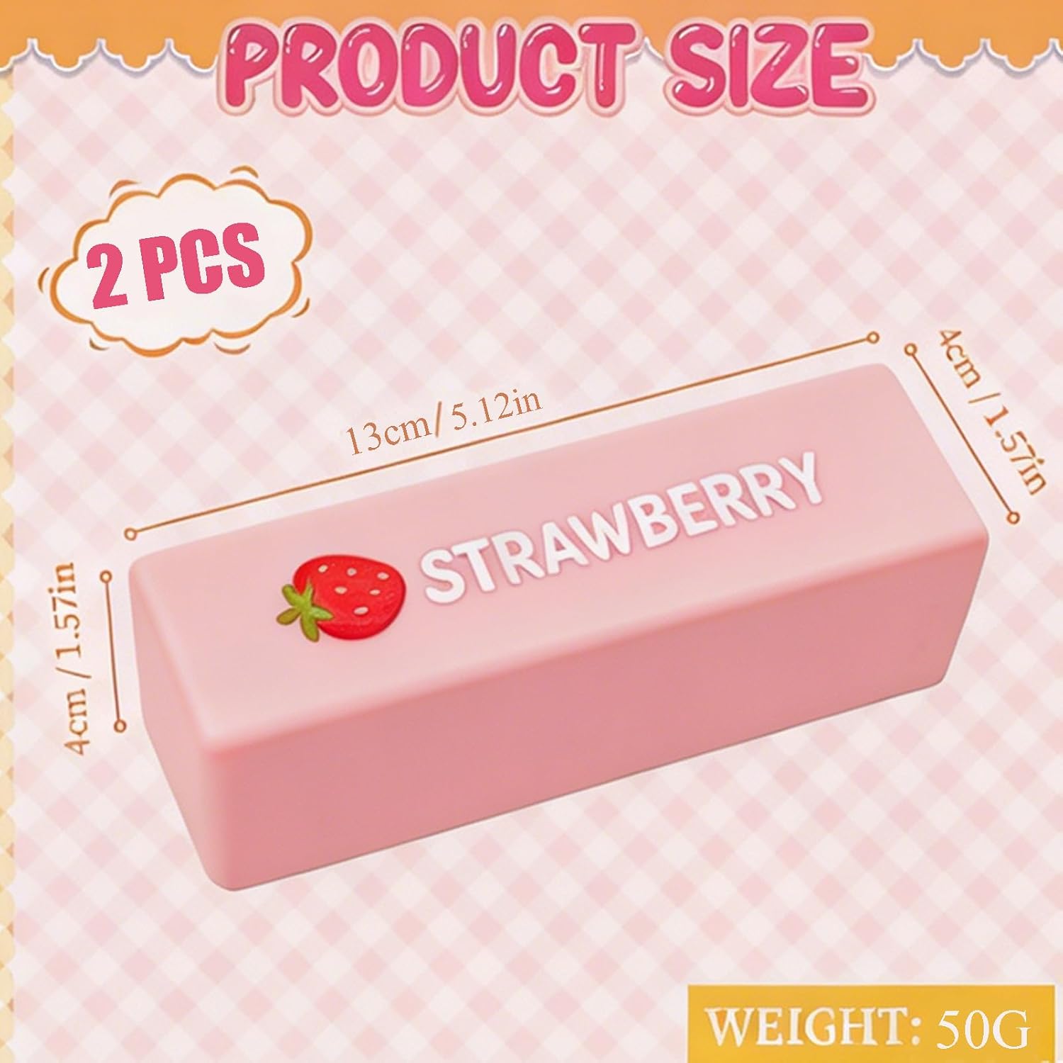 Detalle de MUVZKQIAN 2 Pcs Butter Squishy Toy – Cute Butter Strawberry Squishy Style, 50g Each, TPR, Stress Relief for Desk and Travel