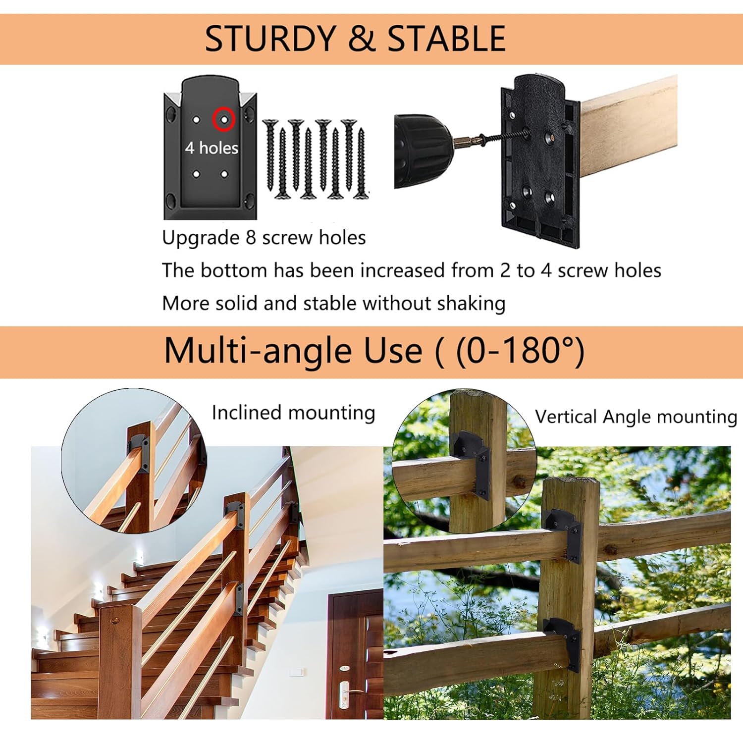 Detalle de Deck Railing Brackets Connectors 20pcs for 2"x4" timber ðŸ›