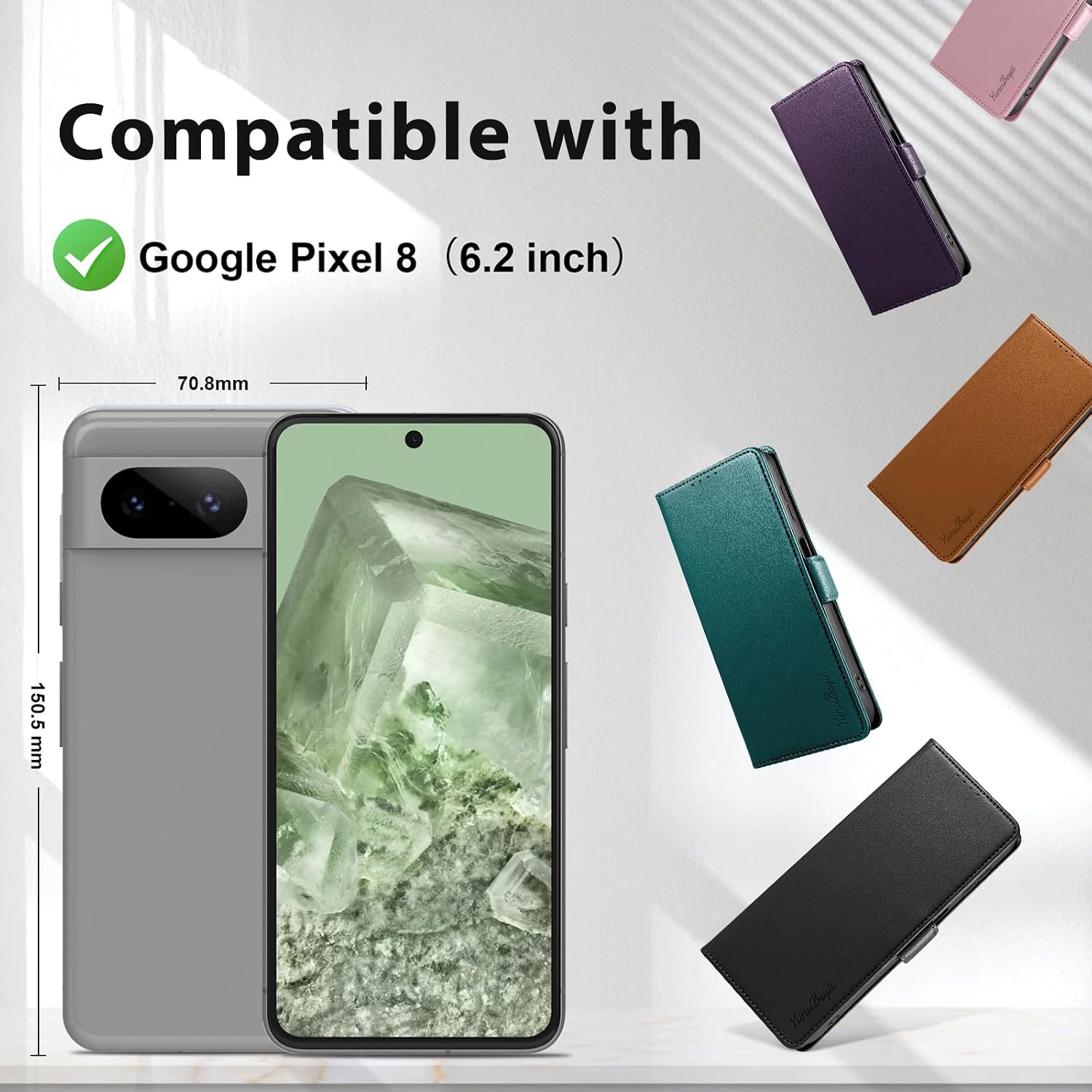 Detalle 2 de Yunubeyii Pixel 8 wallet flip case