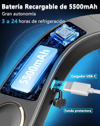 Thumbnail 6 de Kouric Ventilador de Cuello con Aire Acondicionado Silencioso – 5 Velocidades, Pantalla LED y Batería de 5500 mAh