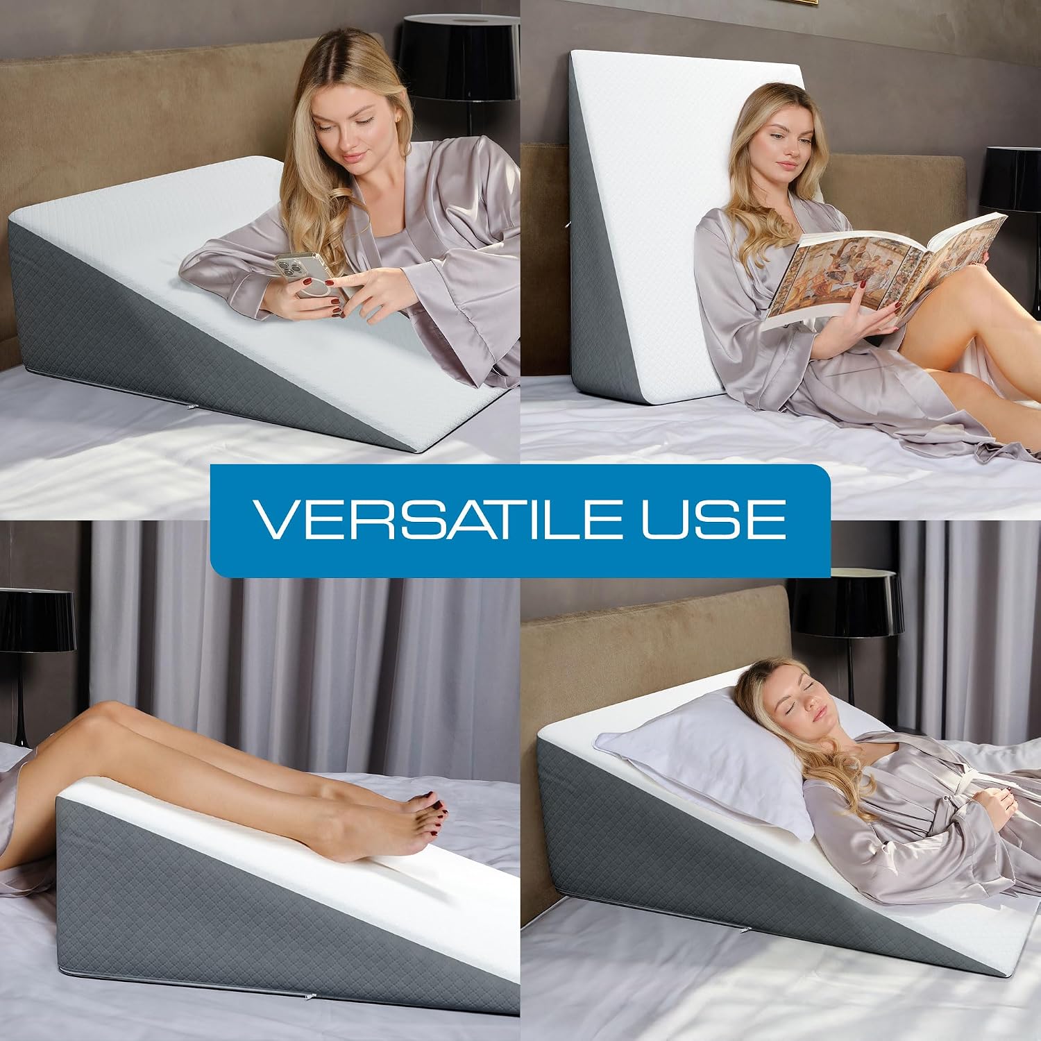 Thumbnail 5 de Kolbs Bed Wedge Pillow Chic Jacquard Cover – 30 cm Height, Suitable for Sleeping and Acid Reflux