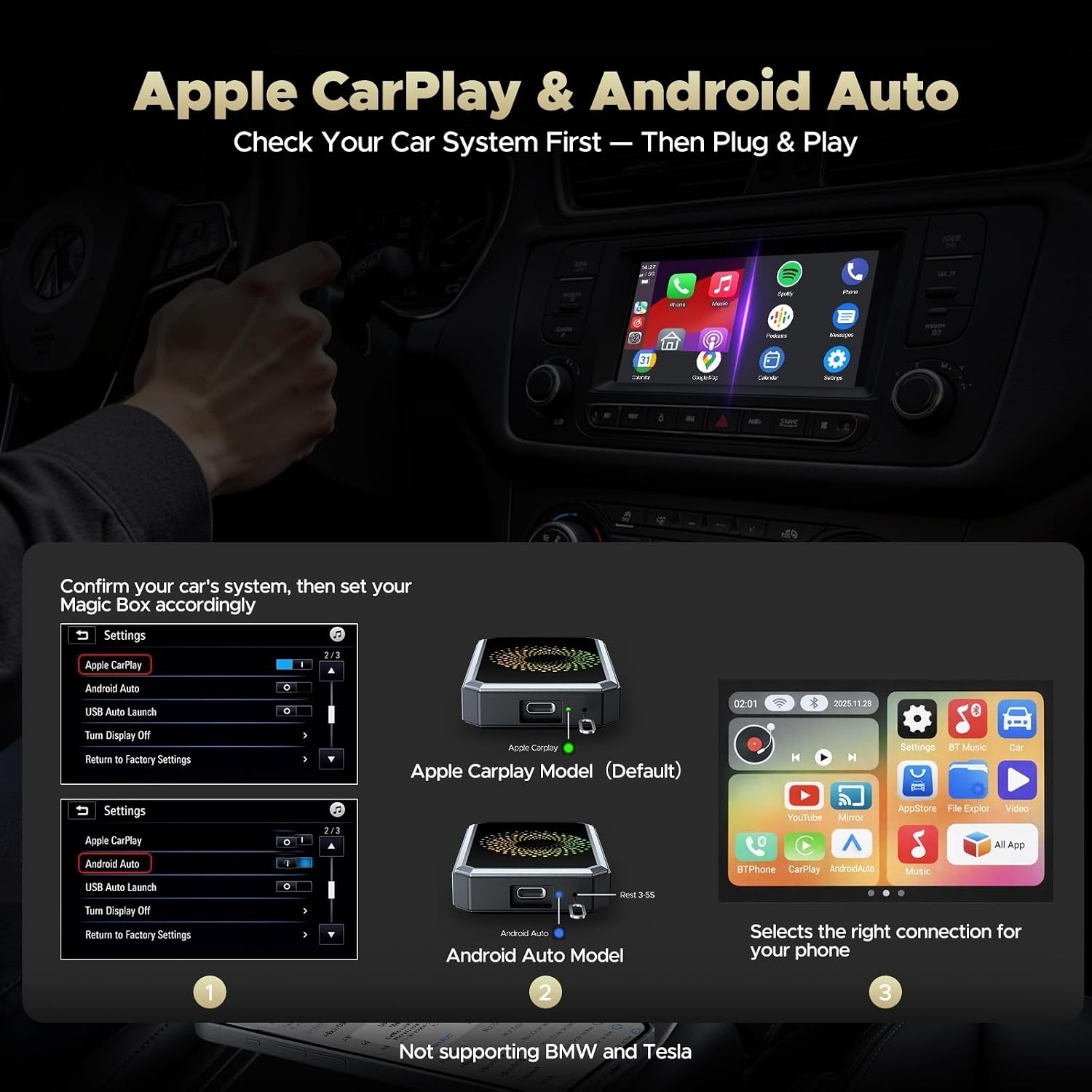 Detalle 2 de TOGUARDGO Wireless CarPlay Adapter, 3-in-1