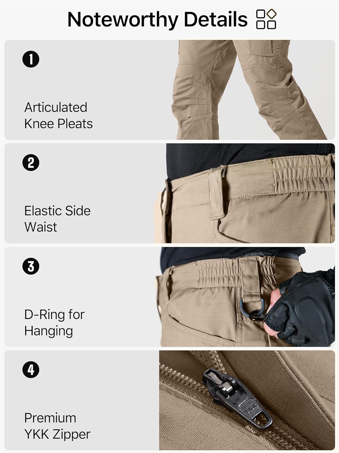 Thumbnail 4 de FREE SOLDIER Men’s Tactical Pants Water-Resistant Ripstop Cargo Work Pants (EDC / Hiking)