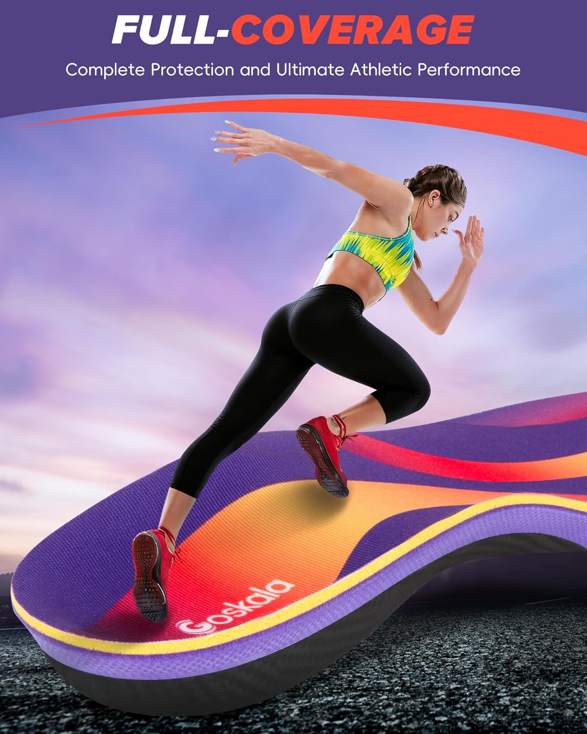 Thumbnail 4 de Goskala semelles orthopédiques nouvelle génération pour fasciite plantaire (violet, pointure M)