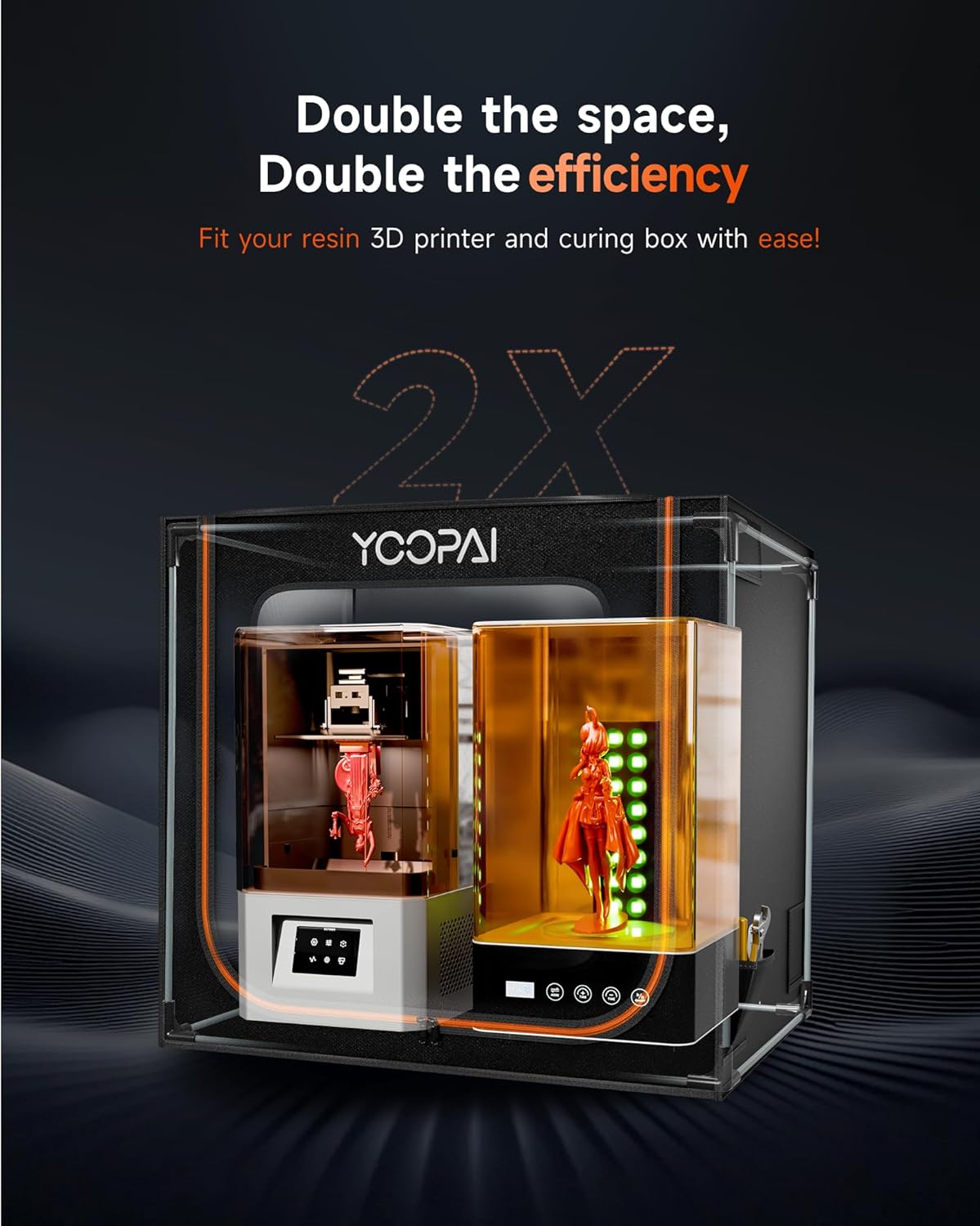 Thumbnail 2 de YOOPAI Large Resin Enclosure-behuizing voor harsprinters met dubbel vak