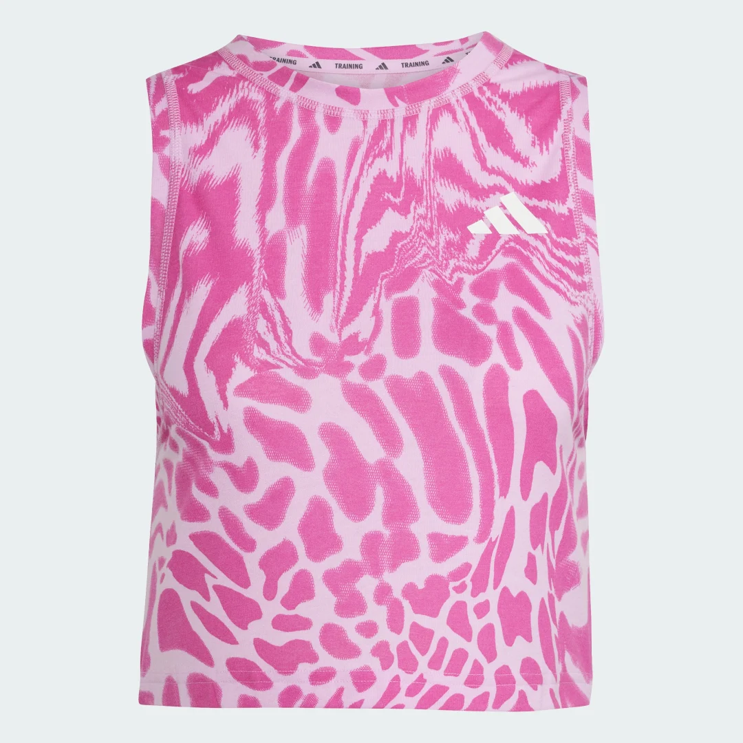 Detalle 2 de Adidas Camiseta sin mangas Train Essentials Allover Print Workout – color Violeta