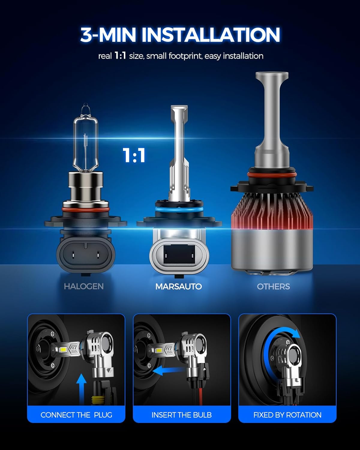 Detalle de Marsauto 9005 Halogen Headlight Bulbs — High-Performance, Glare-Free for Auto (2-Pack)
