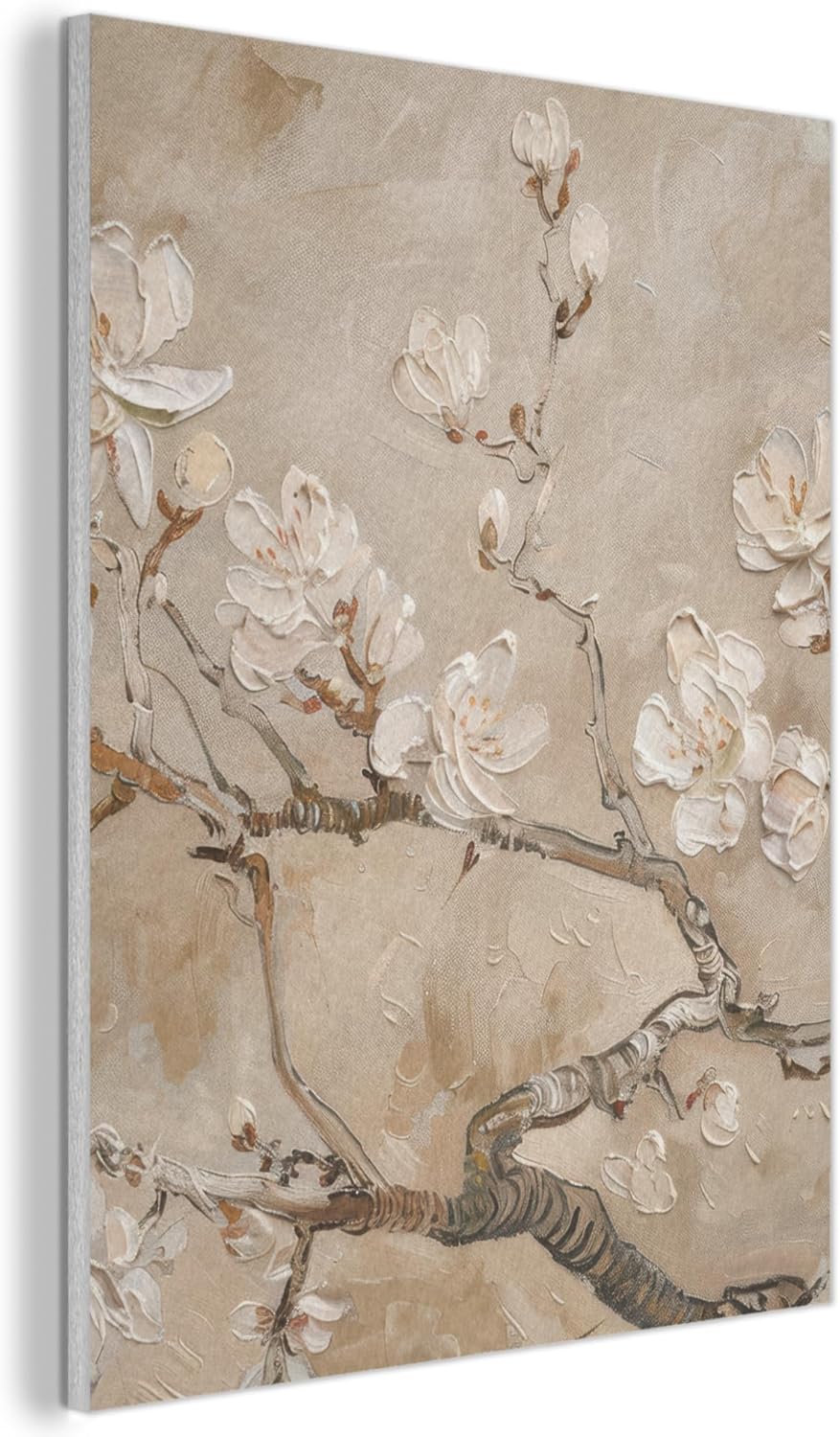 Décoration murale en feutre 70x100 cm MuchoWow – design floral beige/blanc pour salon et chambre