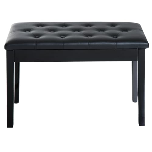Thumbnail 7 de HOMCOM Banco de piano con almacenamiento, asiento de cuero sintético y patas de madera