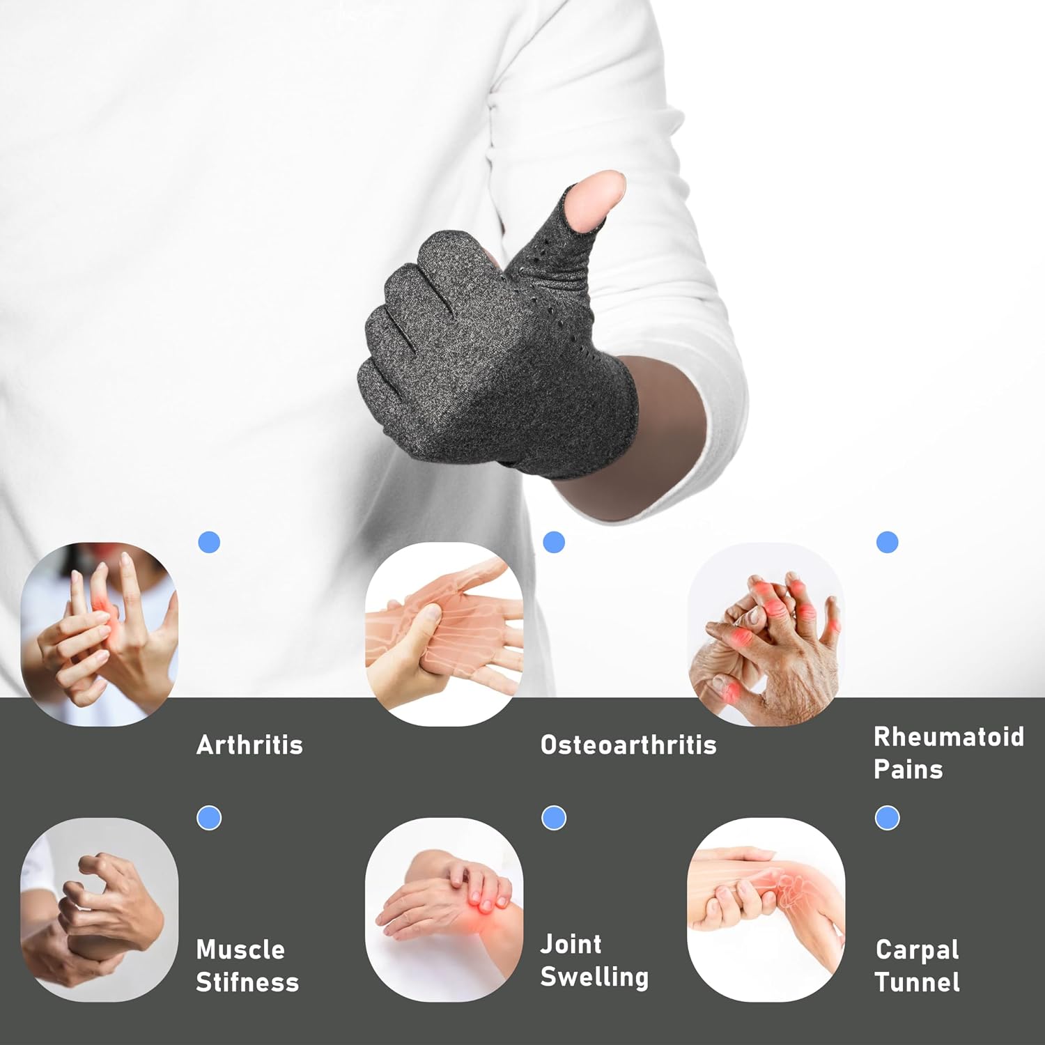 Detalle 2 de LXMY 2 Pairs Arthritis Compression Gloves 2-pack