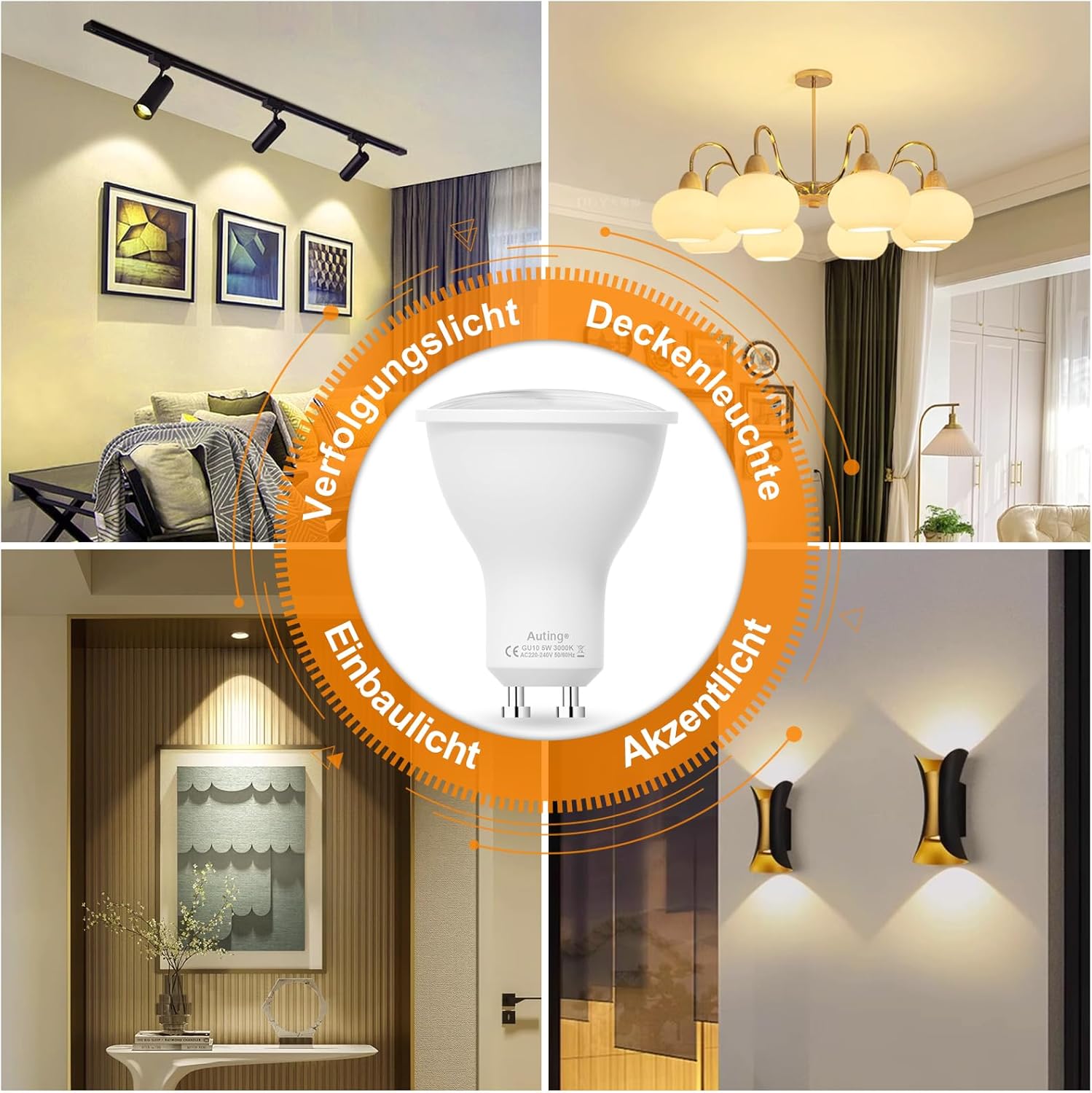 Thumbnail 6 de Auting GU10 LED Warmweiß 3000K, 800 Lumen (6er-Pack, 5 W) – 120° Reflektor, nicht dimmbar