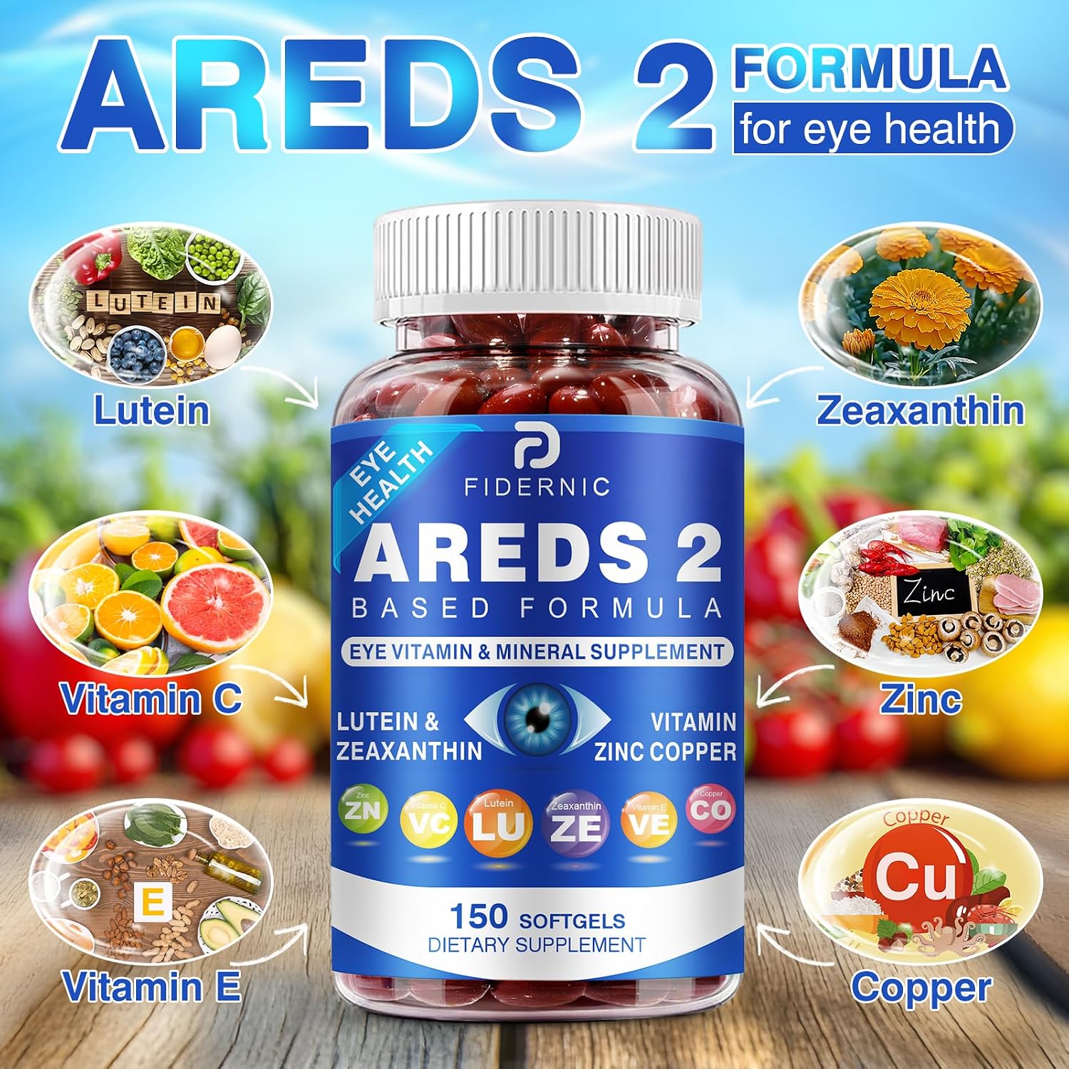 Detalle de FIDERNIC AREDS 2 Eye Vitamin & Mineral Supplement, 150 Softgels