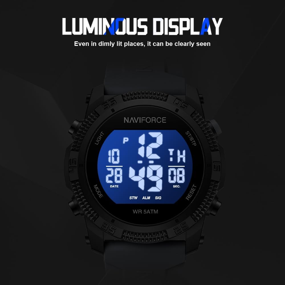 Thumbnail 4 de Naviforce Orologio digitale sportivo impermeabile con cronometro e allarme – cronometro, data e supporto comfort