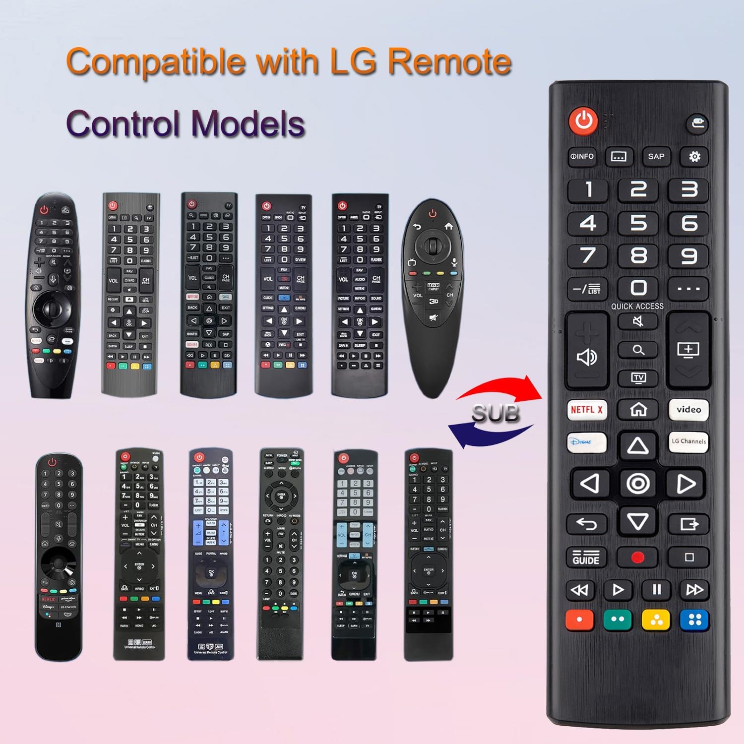 Detalle de VEPRAG (Pack of 2) Universal Remote for LG Smart TVs—Replacement Compatible for OLED, 4K, 3D