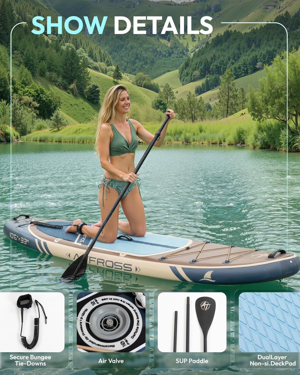 Thumbnail 4 de ATPOSS 10'6" Inflatable Stand Up Paddle Board with Kayak Seat and Premium Accessories Kit