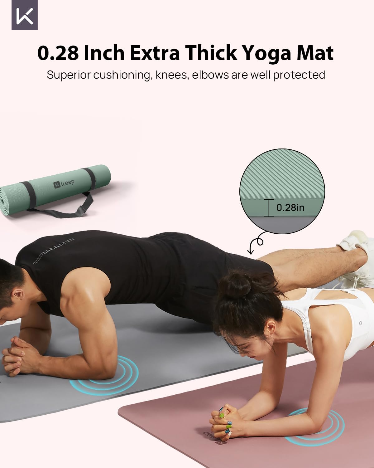 Detalle de KEEP Extra Wide Yoga Mat, 7mm TPE Exercise Mat, 72" x 32