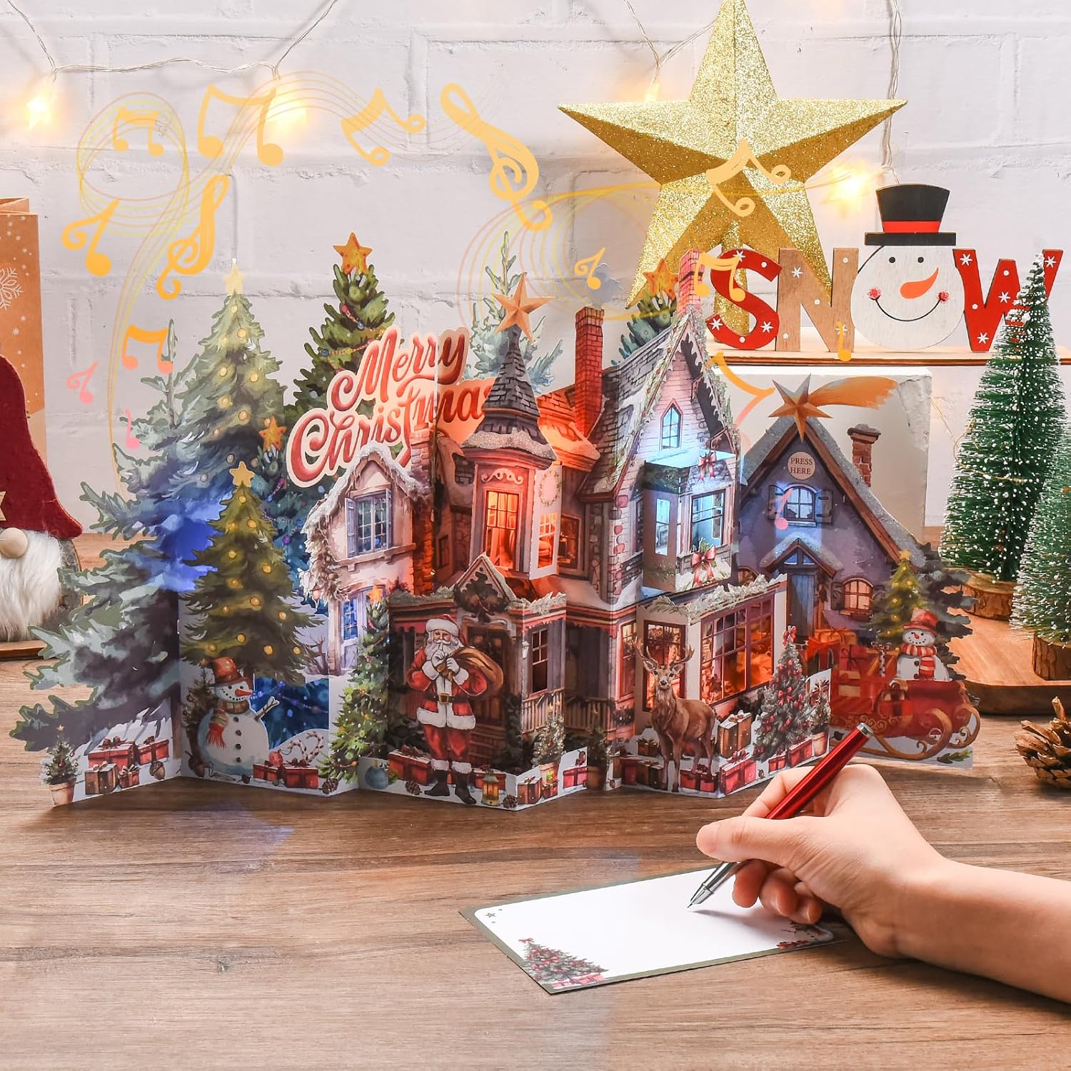 Detalle de TIKLANA C023-055 3D Musical Pop-Up Christmas Card with Lights