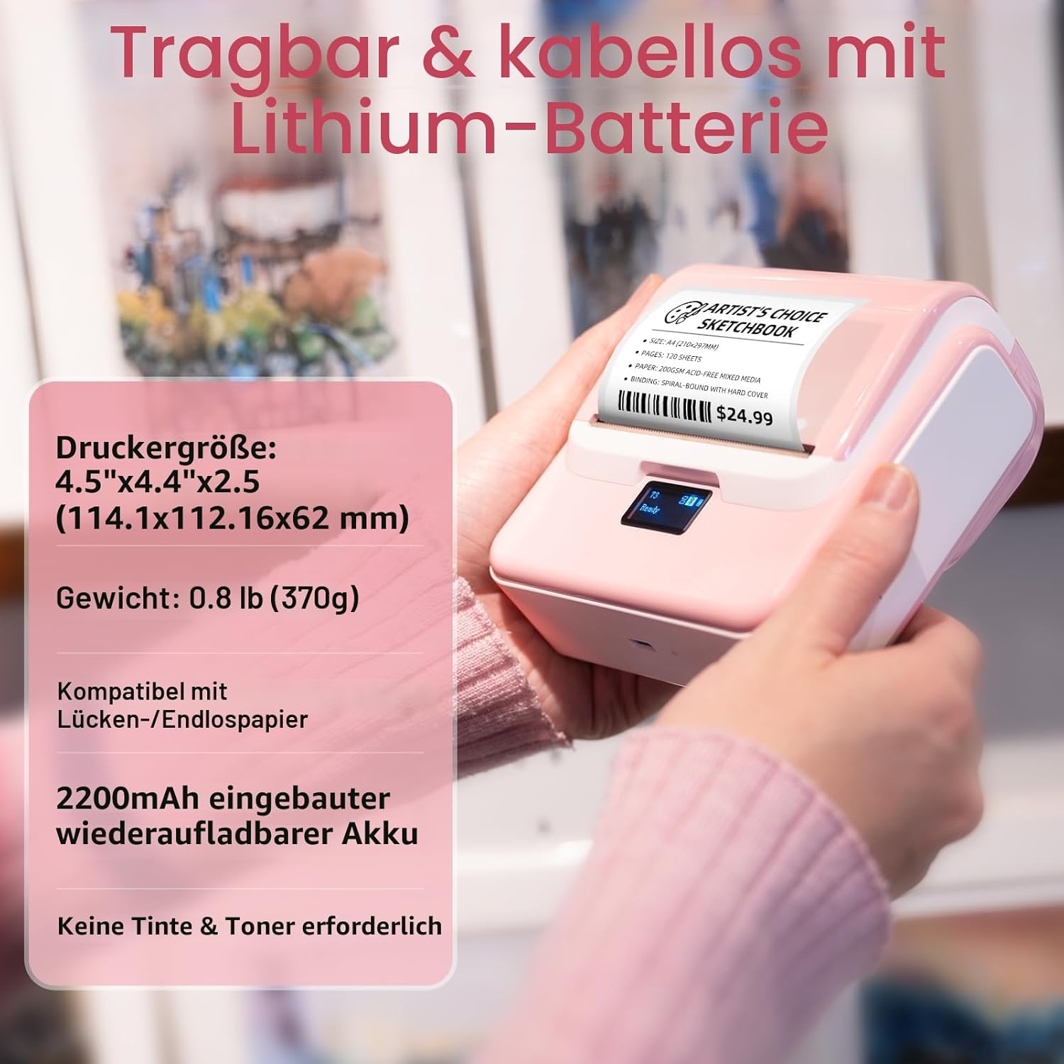 Thumbnail 6 de ORGSTA T003 Etikettendrucker – tragbar, Bluetooth & USB, 20–80 mm Breite, 50 mm/s, OLED-Display