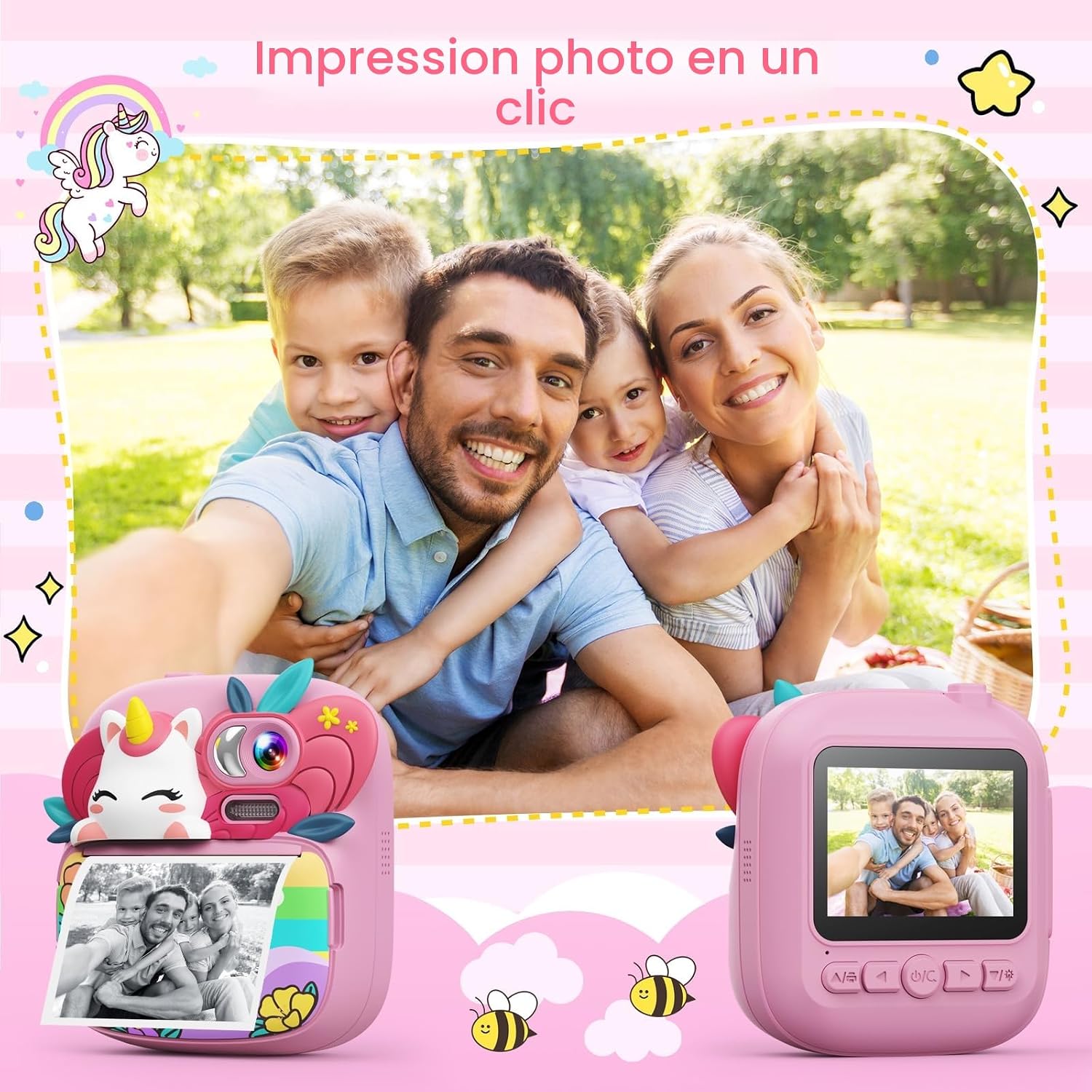 Detalle de TIATUA Appareil Photo Instantané Enfant – Caméra numérique 12 MP avec impression sans encre et écran 2,4