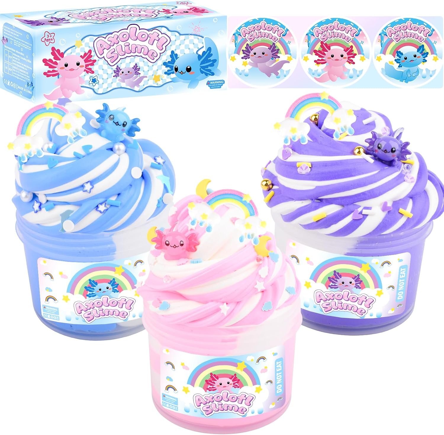 Detalle de Axolotl Slime Kit 3-pack, dual‑colour butter slime