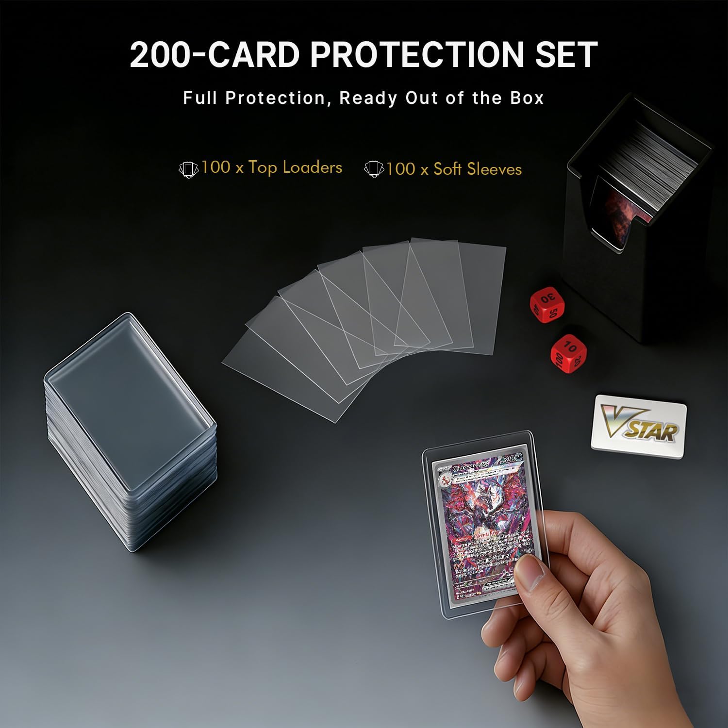 Detalle de Foluck 9 Pocket Top Loader Binder: Protective 252-Card Organizer with 100 Top Loaders & 100 Sleeves