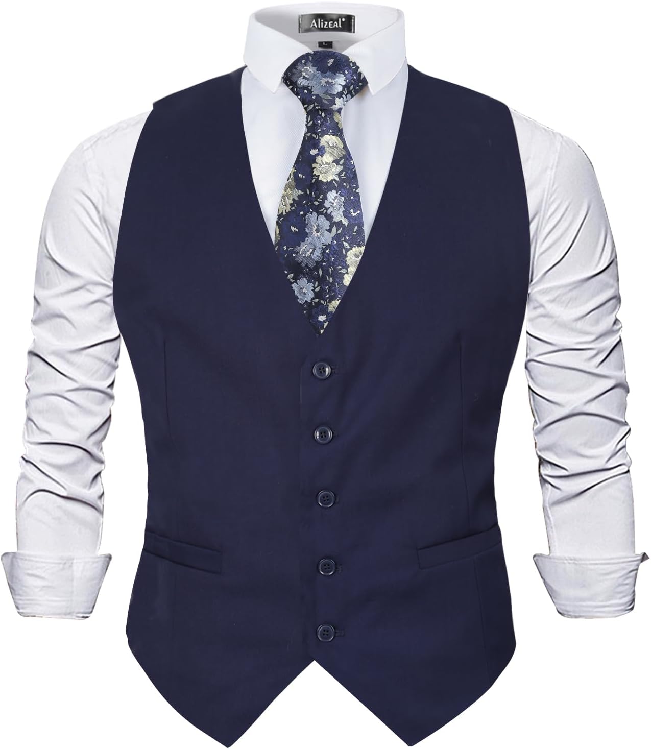 Alizeal Men's Classic Solid Colour Business Suit Vest – Regular Fit