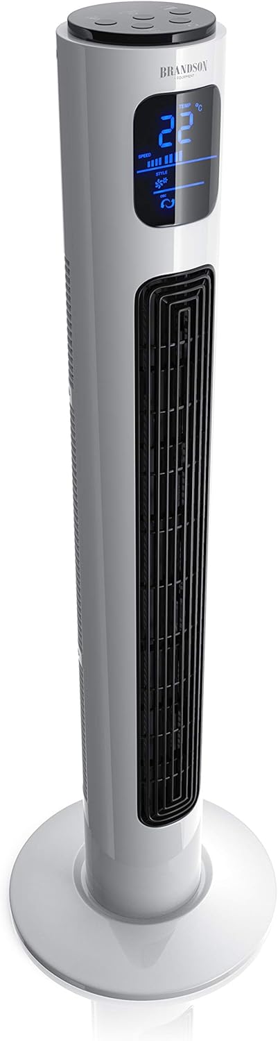 Detalle 2 de Brandson Turmventilator mit Fernbedienung (96 cm) – 45-W-Motor, Oszillation & Timer