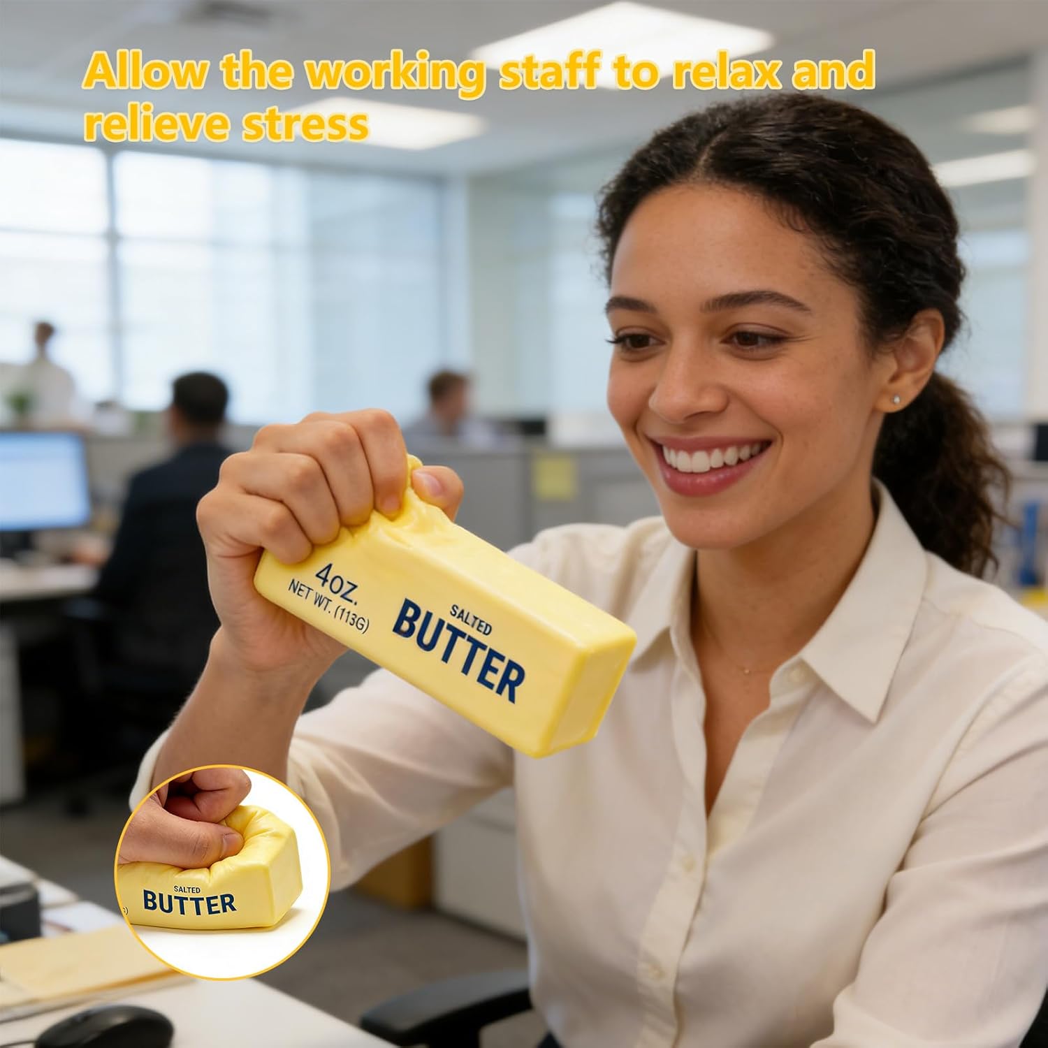 Detalle de Butter Squishy: Slow-Rising Cream-Scented Butter Fidget Toy for Stress Relief and Desk Decor