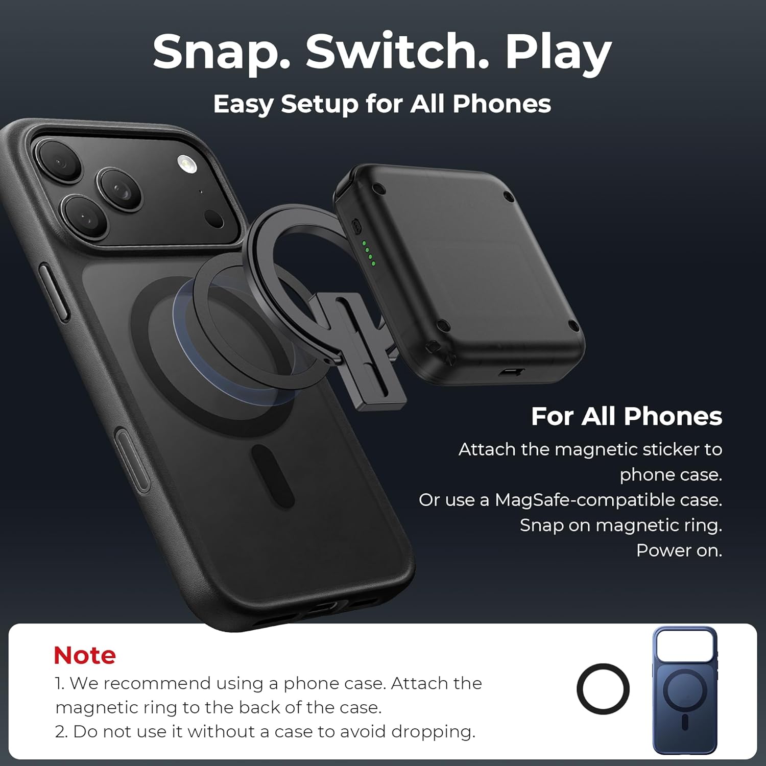 Thumbnail 4 de abxylute M4 Snap-On Mobile Gaming Controller: Pocket-Sized Retro Flex for Android, iPhone, and Switch (Magnetic, 18 Buttons, 12-Hour Battery)
