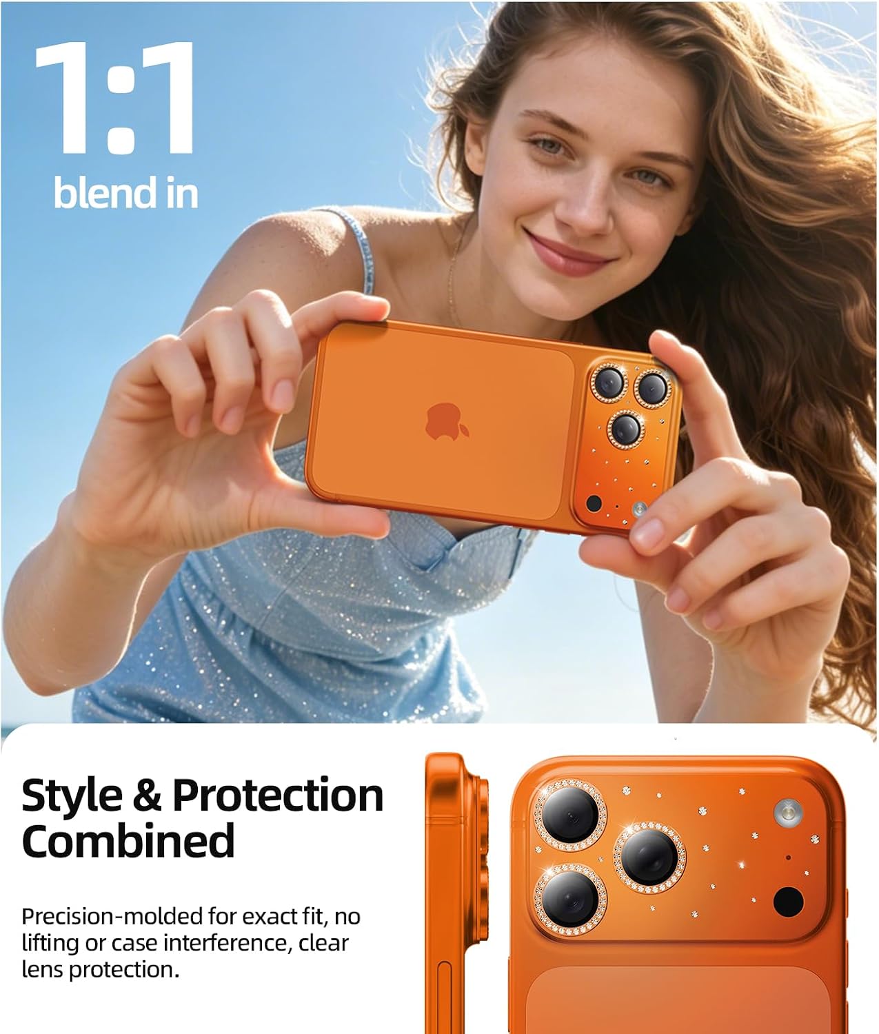 Thumbnail 6 de HelloDeere iPhone 17 Pro Camera Lens Protector, Orange Diamond Tempered Glass