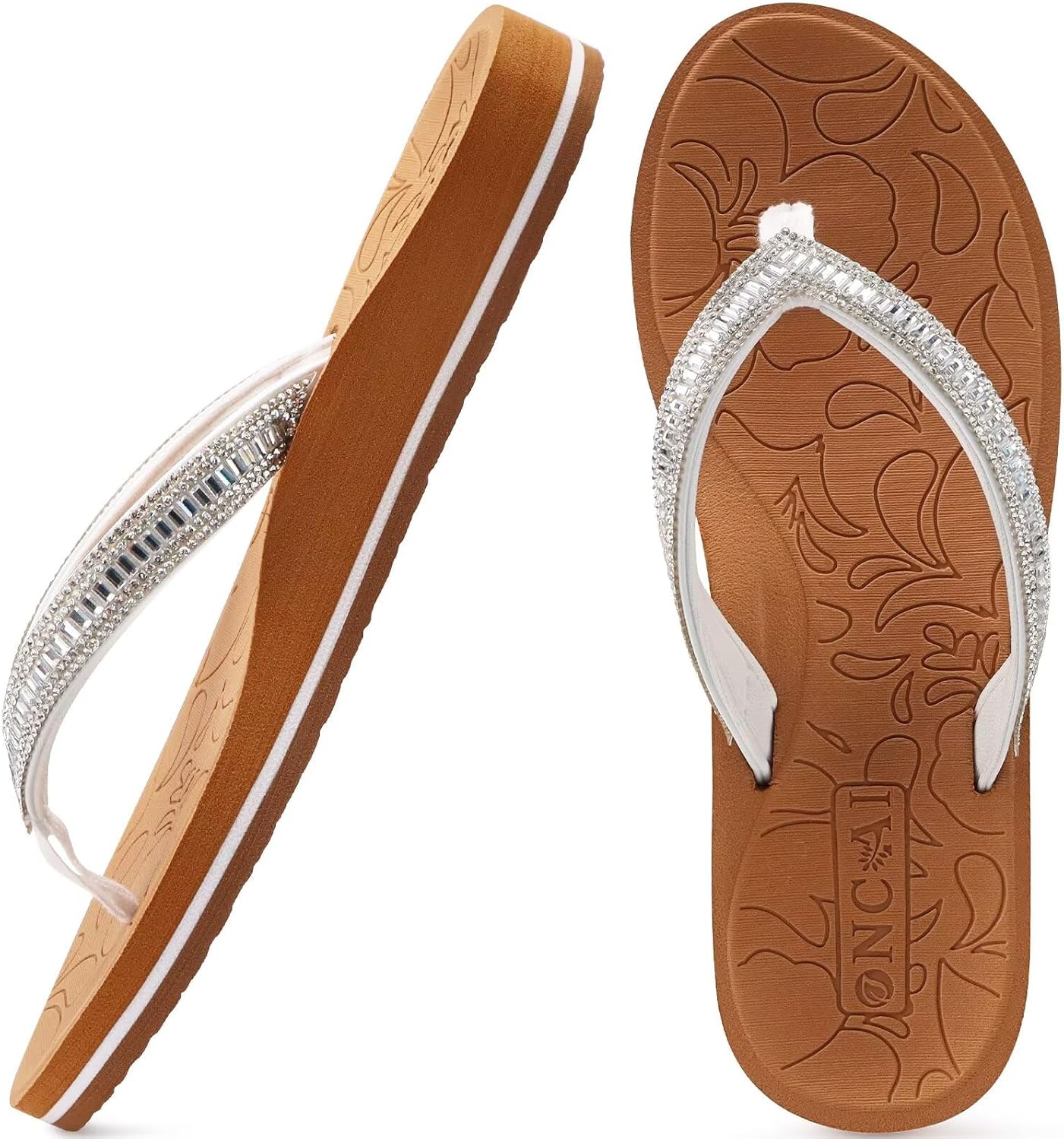 Detalle de ONCAI Women's Rhinestone Sliders: Soft, Non-Slip Comfort for Summer