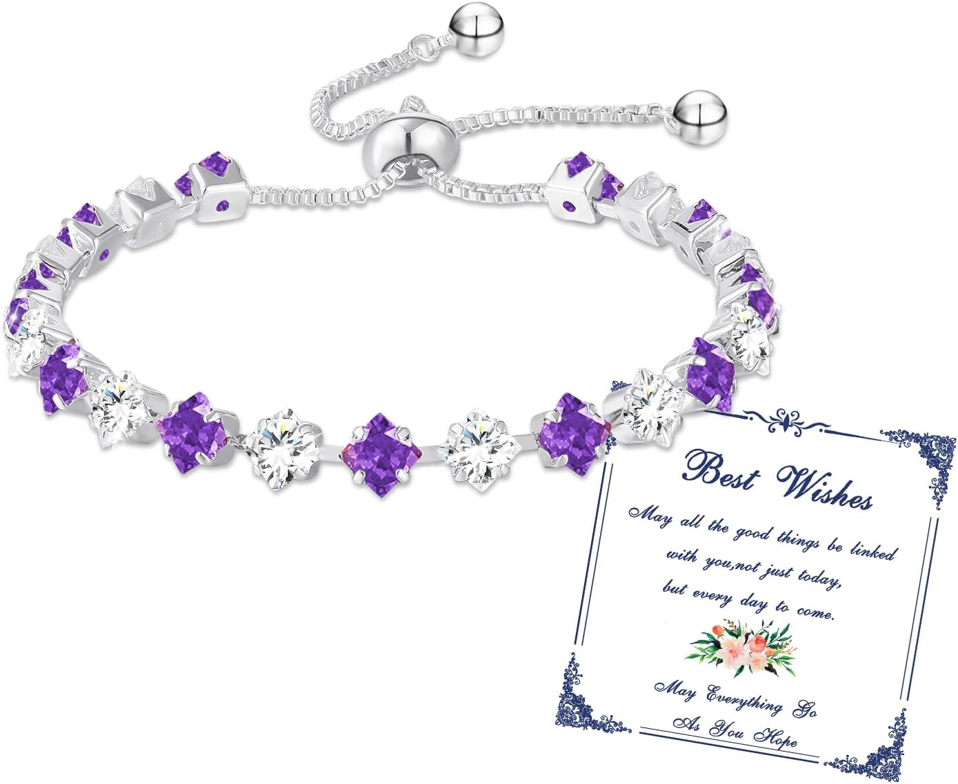 Thumbnail 6 de Esmoly Bracciale Donna Argento Tennis con 12 Pietre Natali e Zirconi 5A, Regolabile