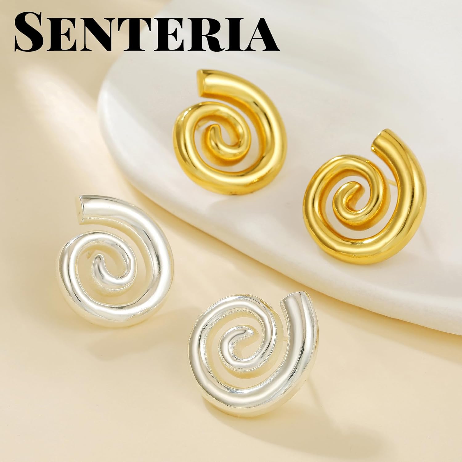 Thumbnail 5 de Senteria Ohrringe Silber 925 Stecker mit 14K Vergoldung – goldene Knoten-Statement Ohrringe für Damen