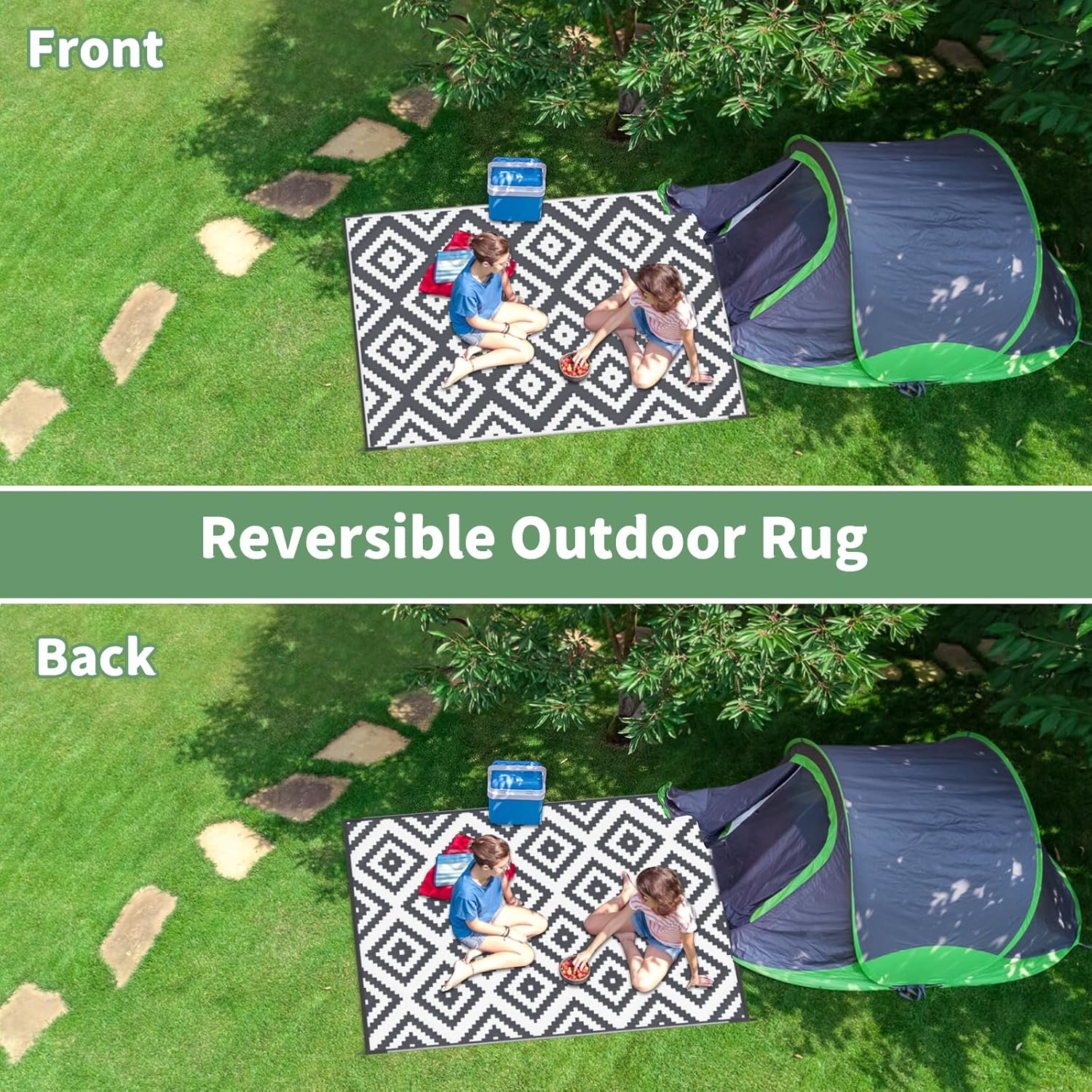 Thumbnail 5 de Habaylin Outdoor Rug for Patios – Waterproof, Reversible, Large 150x240 cm