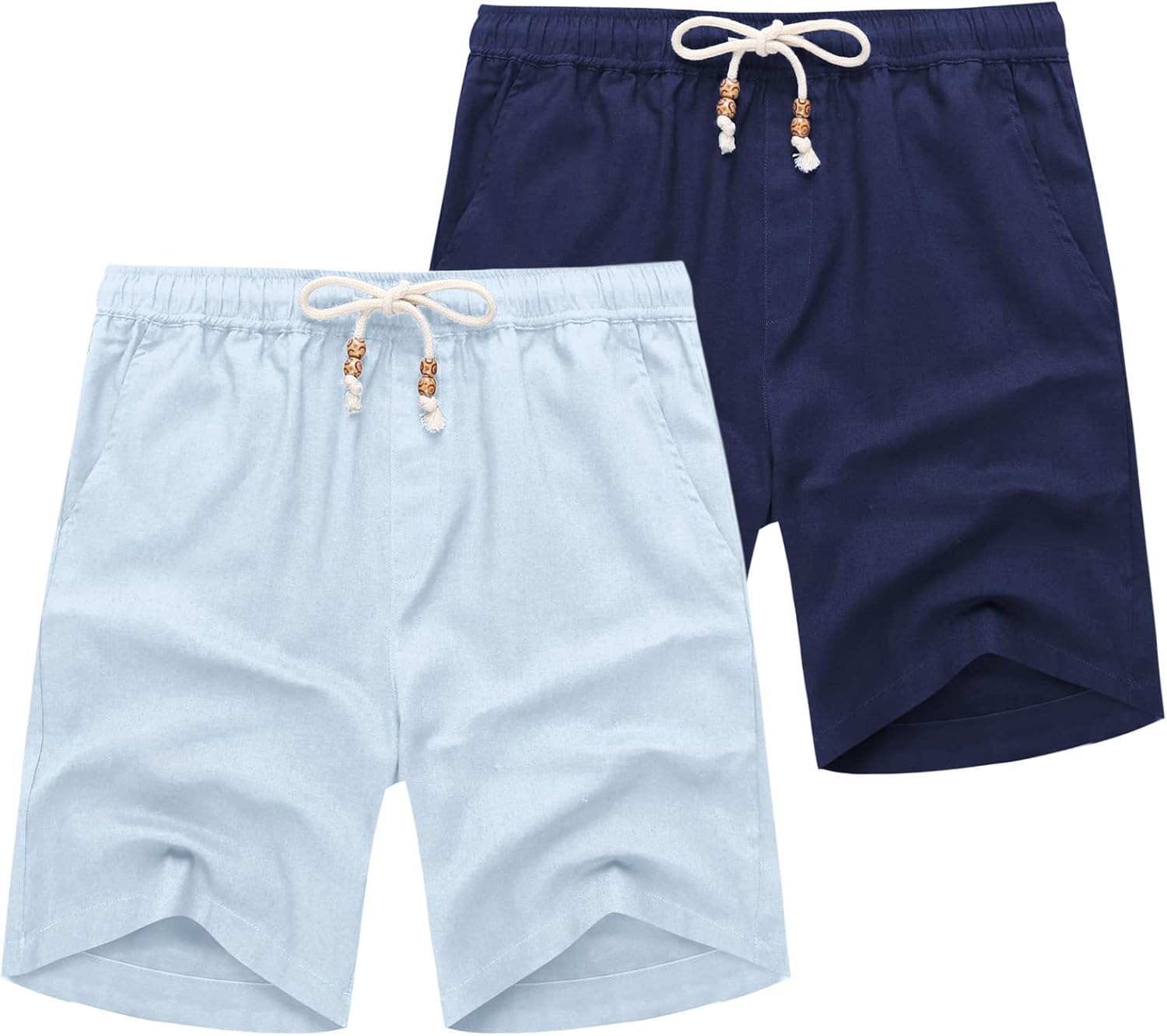Thumbnail 6 de COOFANDY Men's Linen Shorts Casual 9"/7" Elastic Waist Drawstring Summer Beach Shorts