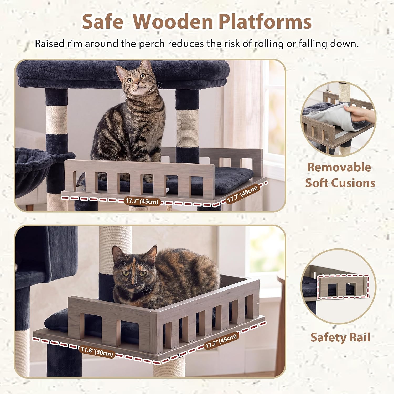 Detalle de Gitelsnour GCT033G Maine Coon Cat Tree with 2 Condos and 15 Sisal Posts